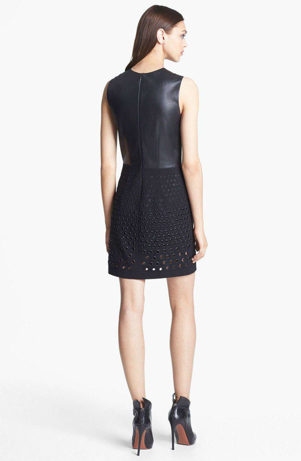 ROBERT RODRIGUEZ BLACK LEATHER GROMMET DRESS SMALL - Image 2