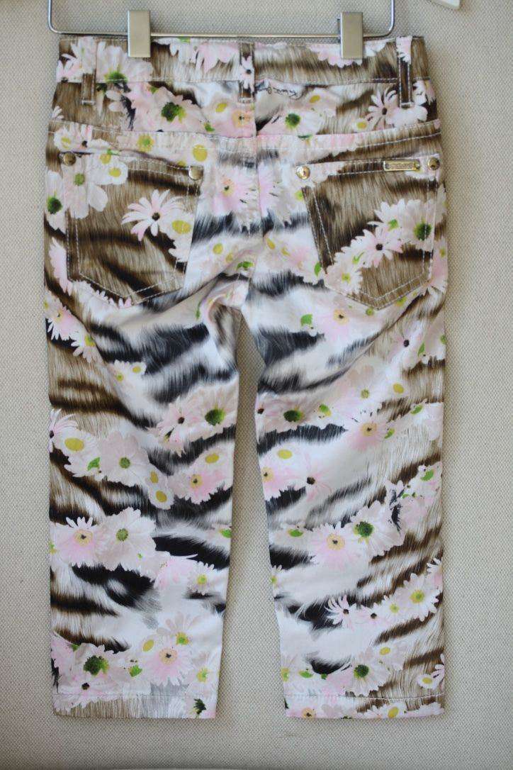 ROBERTO CAVALLI BABY GIRLS DAISY TIGER PRINT CROPPED SATIN JEANS 3 YEARS - Image 4