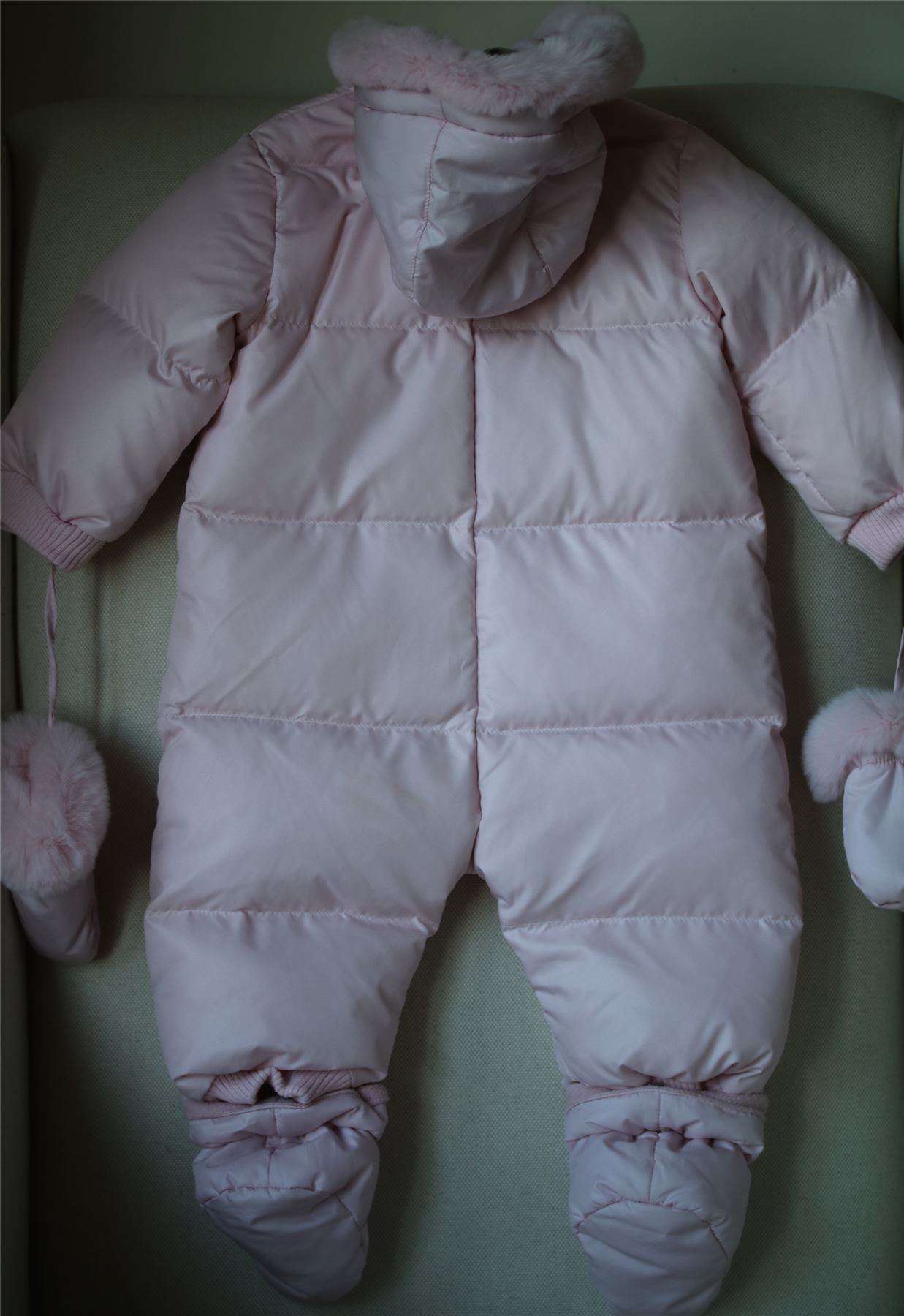 ROBERTO CAVALLI BABY GIRLS PINK DOWN PADDED SNOWSUIT WITH FUR TRIM 12 MONTHS - Image 3