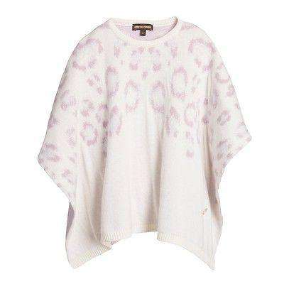 ROBERTO CAVALLI BABY IVORY PURPLE LEOPARD WOOL PONCHO 2 YEARS - Image 2