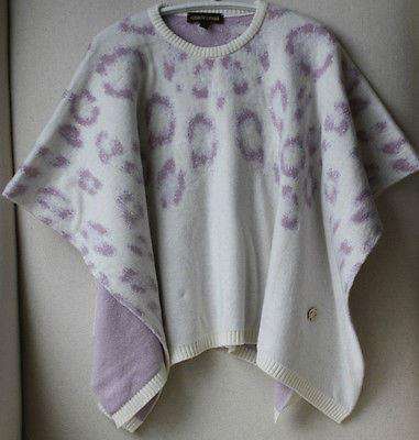 ROBERTO CAVALLI BABY IVORY PURPLE LEOPARD WOOL PONCHO 2 YEARS - Image 5