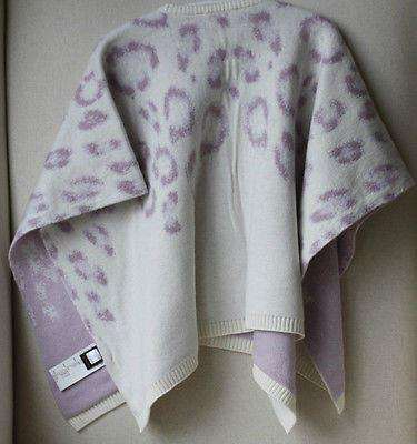 ROBERTO CAVALLI BABY IVORY PURPLE LEOPARD WOOL PONCHO 2 YEARS - Image 8