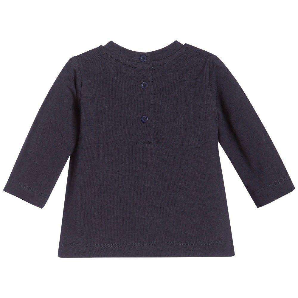 ROBERTO CAVALLI BABY NAVY LOGO PRINT T-SHIRT TOP 9 MONTHS - Image 3