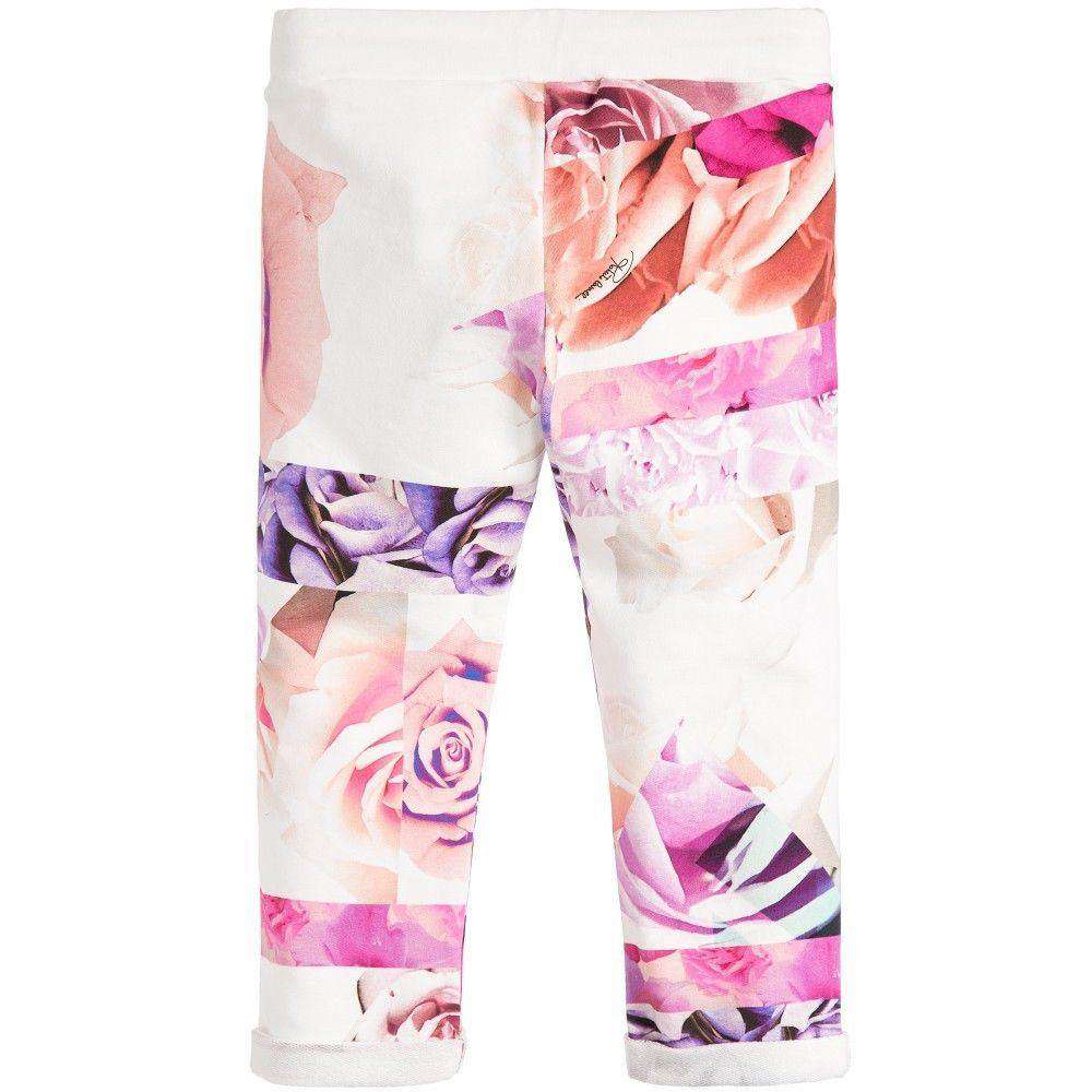 ROBERTO CAVALLI BABY PINK FLORAL PRINT TRACK TROUSERS 2 YEARS - Image 2