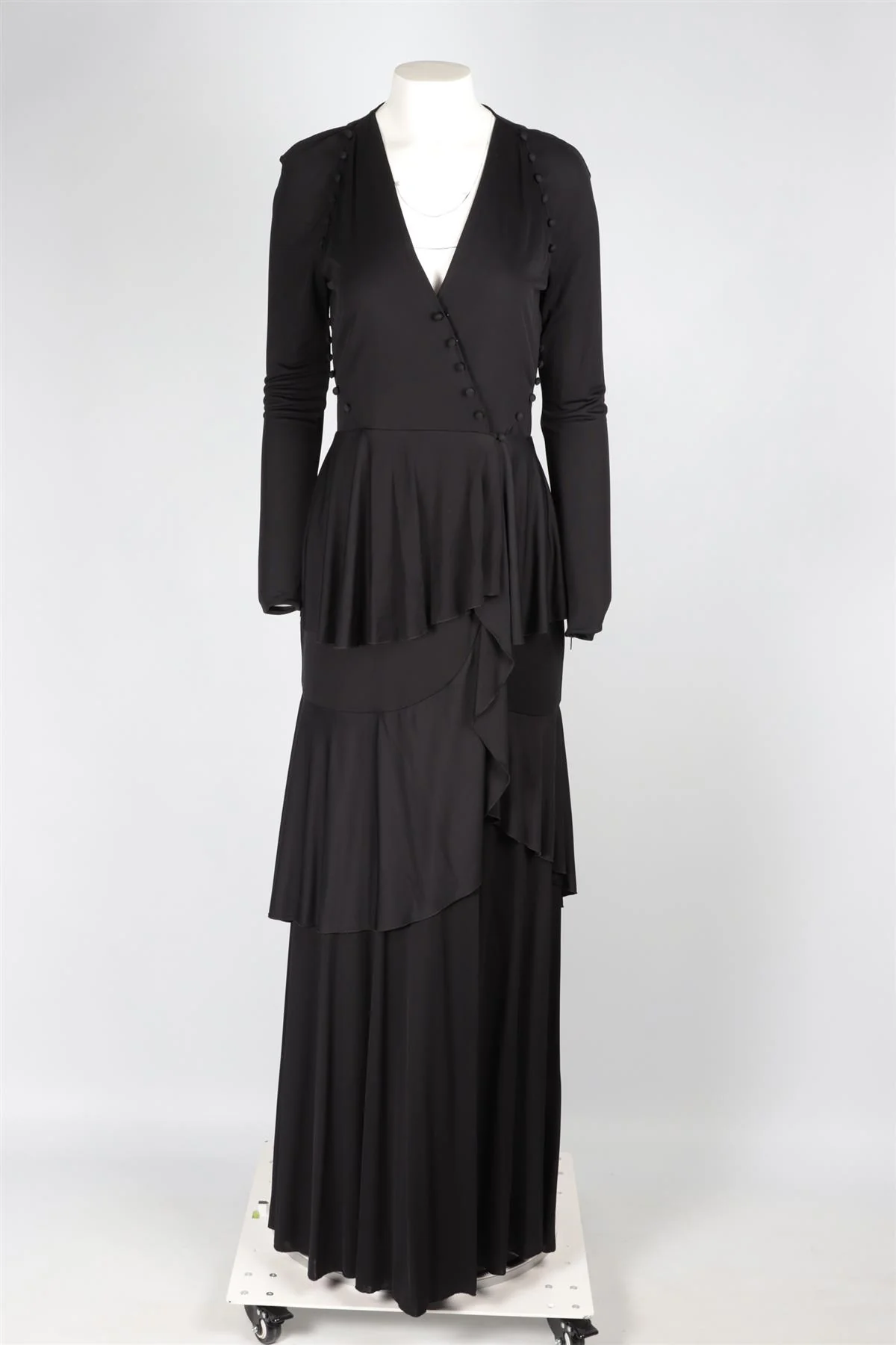 ROBERTO CAVALLI BLACK JERSEY MAXI DRESS IT 46 UK 14 - Image 2