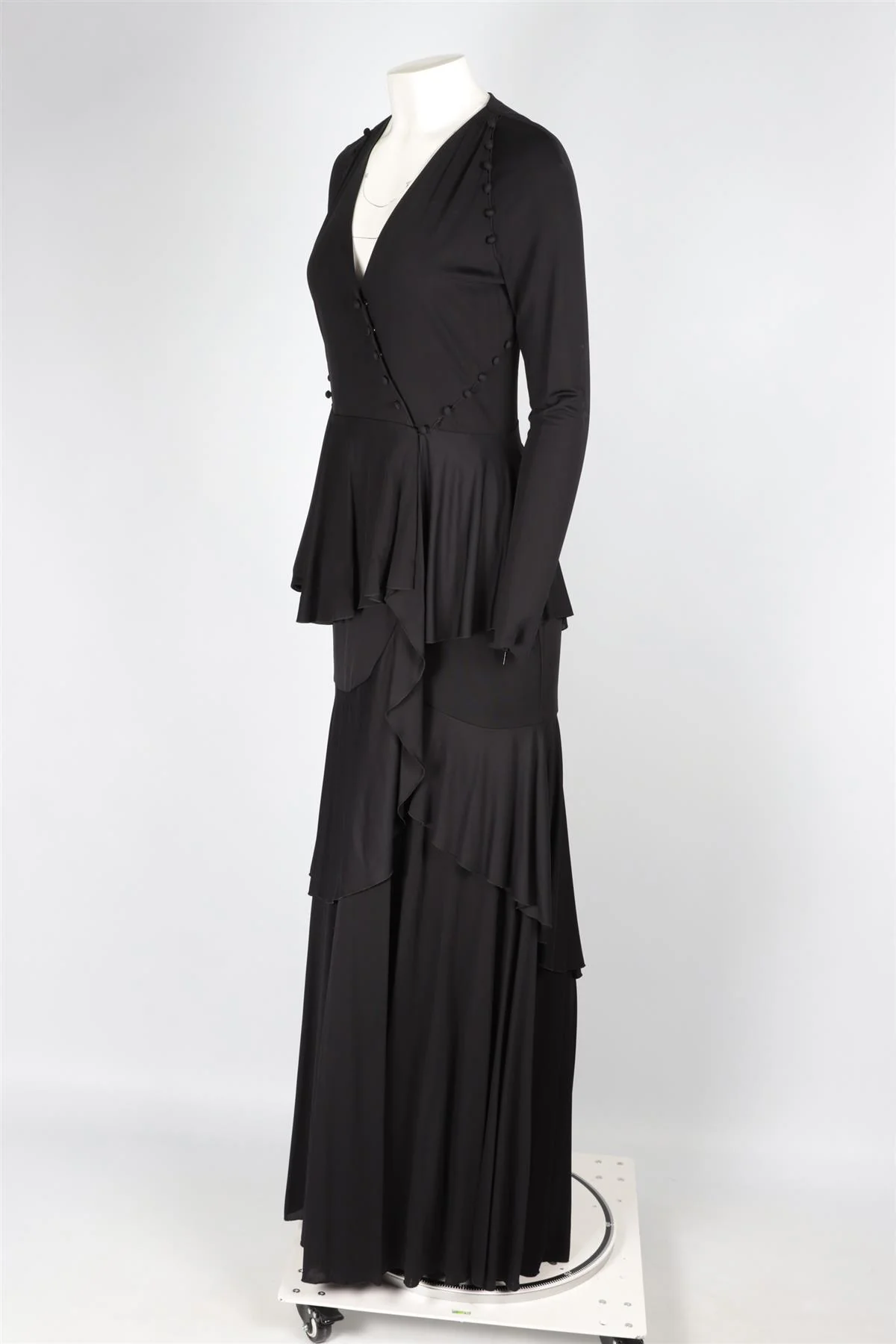 ROBERTO CAVALLI BLACK JERSEY MAXI DRESS IT 46 UK 14 - Image 3