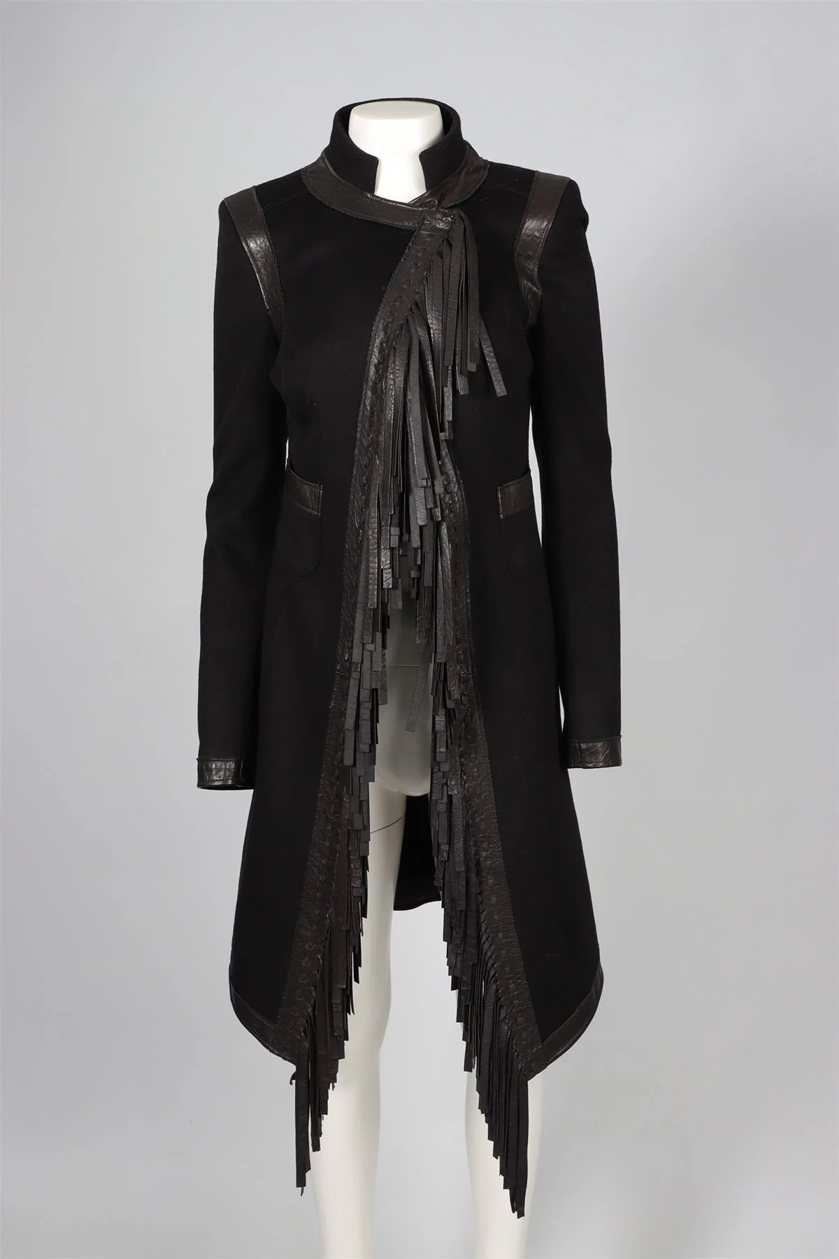 ROBERTO CAVALLI BLACK WOOL COAT IT 44 UK 12 - Image 2