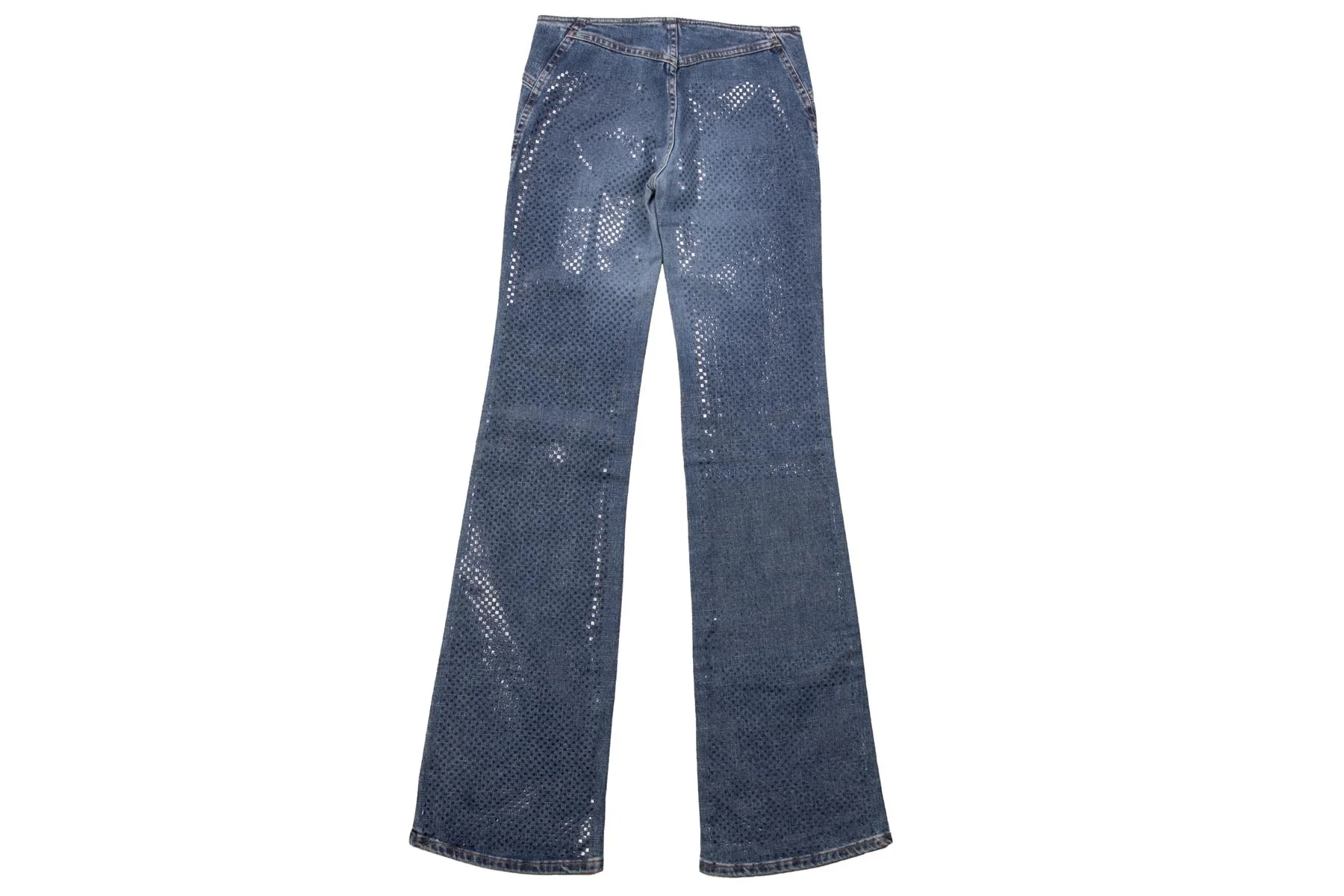 ROBERTO CAVALLI BLUE VINTAGE LOW RISE FLARED JEANS XSMALL - Image 4