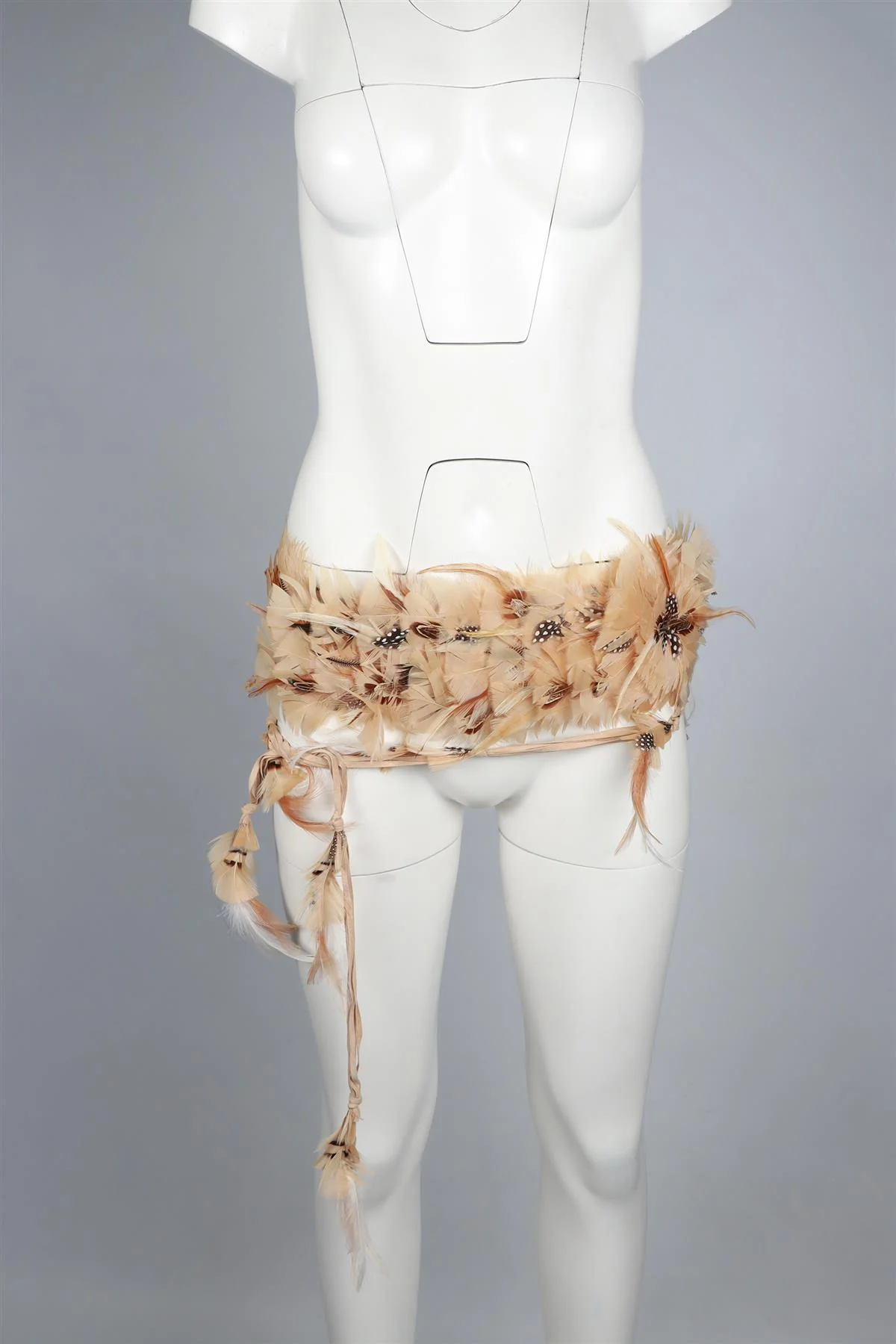 ROBERTO CAVALLI CREAM FEATHER BELT ONE SIZE - Image 7