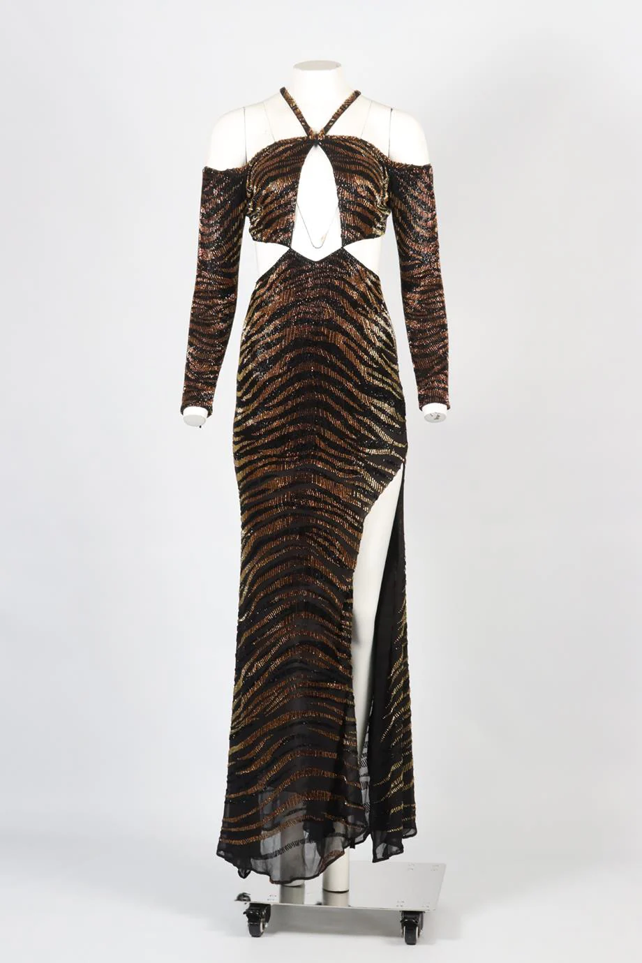 ROBERTO CAVALLI EMBELLISHED SILK MAXI DRESS IT 38 UK 6 - Image 2