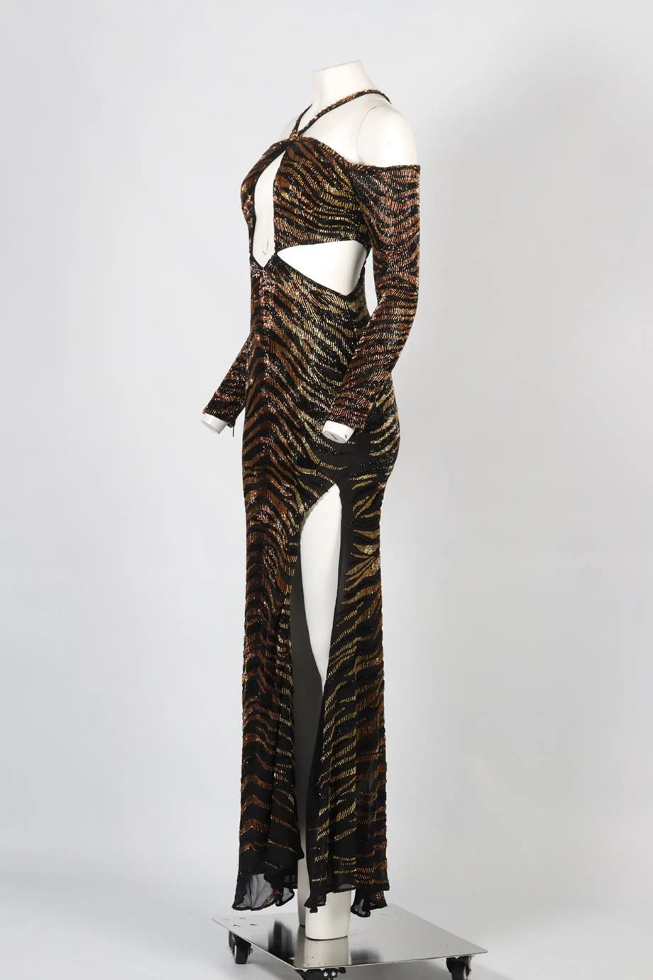 ROBERTO CAVALLI EMBELLISHED SILK MAXI DRESS IT 38 UK 6 - Image 3