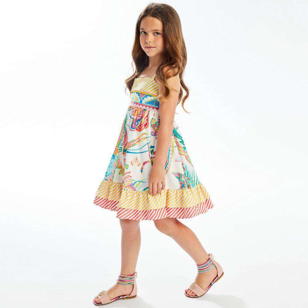 ROBERTO CAVALLI GIRLS COTTON COACHELLA BEADED DRESS 4 YEARS - Image 2