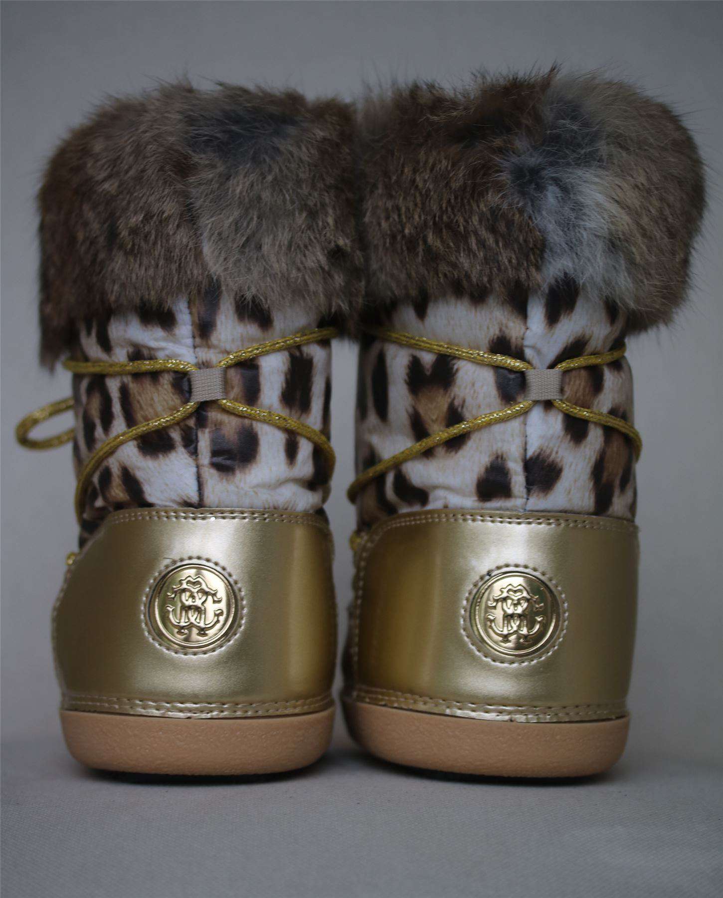 ROBERTO CAVALLI GIRLS GOLD JAGUAR PRINT SNOW BOOTS EU 26-28 UK 8.5-10 - Image 4