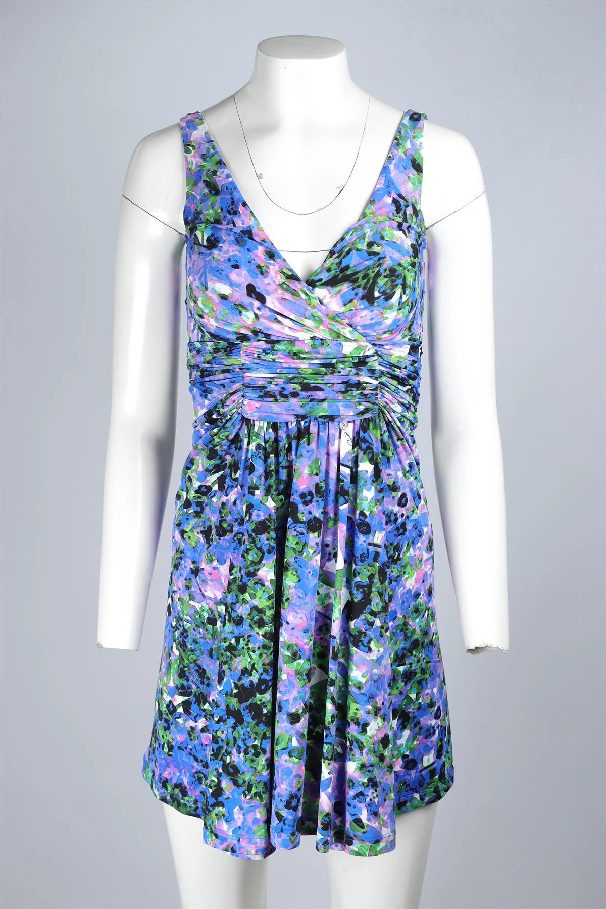 ROBERTO CAVALLI MULTI SILK MINI DRESS IT 38 UK 6 - Image 2