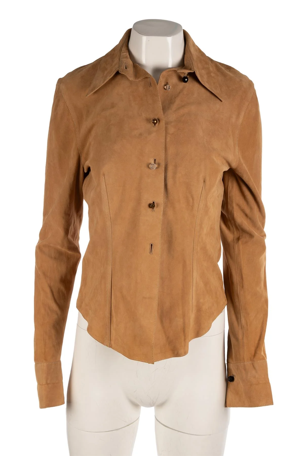 ROBERTO CAVALLI TAN VINTAGE SUEDE SHIRT MEDIUM - Image 2