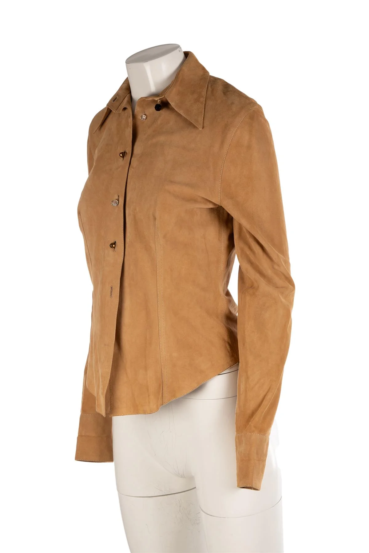 ROBERTO CAVALLI TAN VINTAGE SUEDE SHIRT MEDIUM - Image 3
