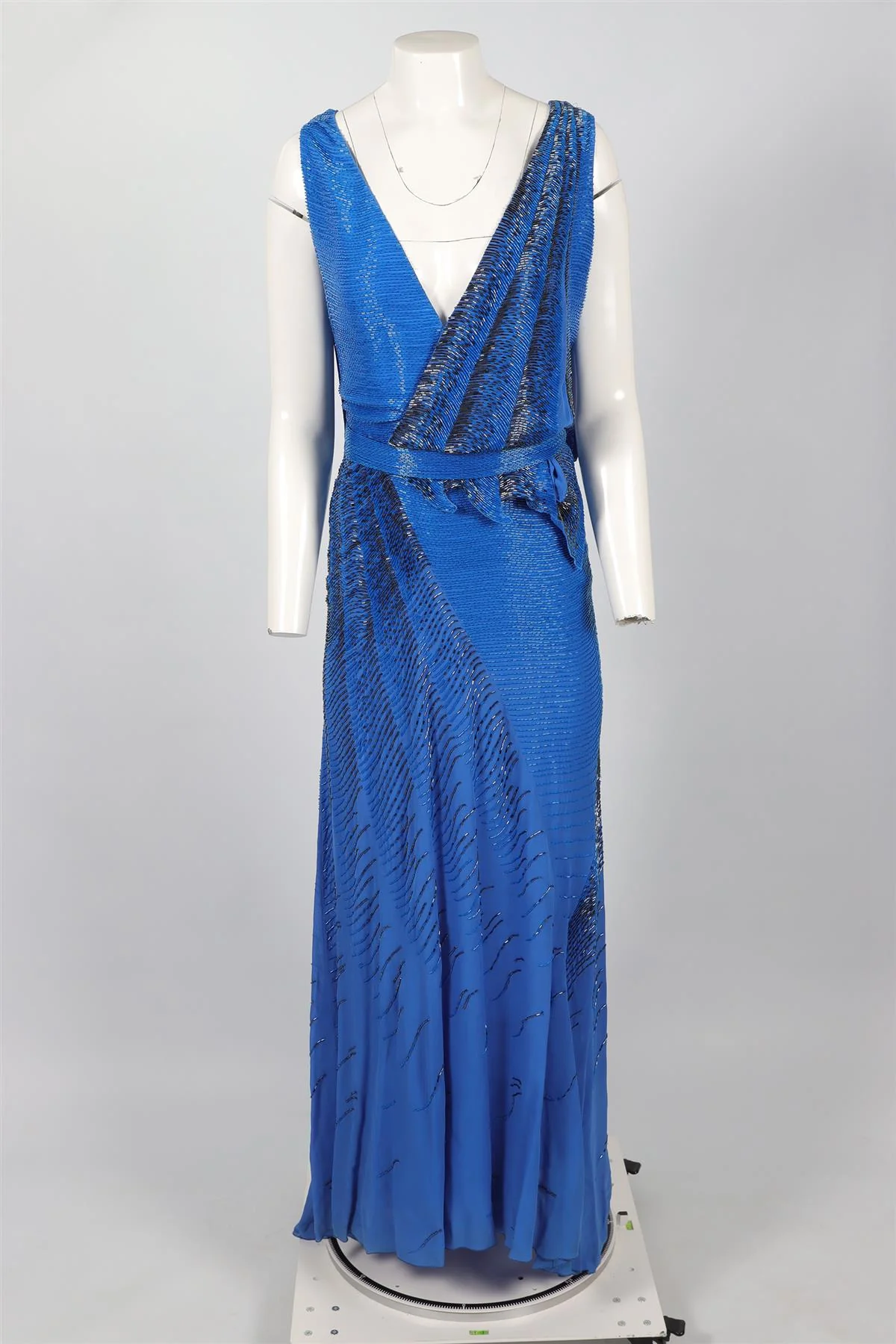 ROBERTO CAVILLI BLUE BEAD AND SILK GOWN IT 38 UK 6 - Image 2