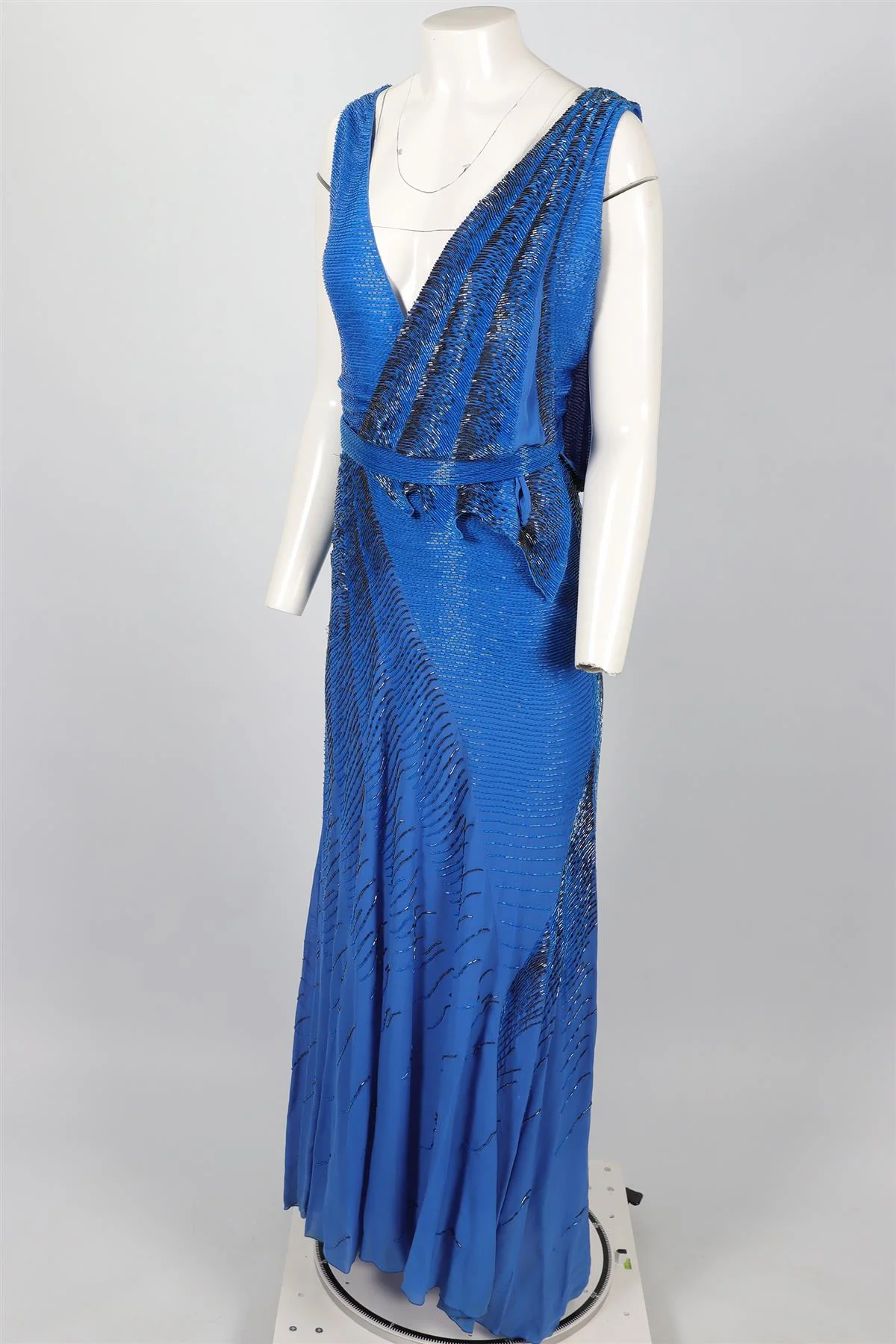 ROBERTO CAVILLI BLUE BEAD AND SILK GOWN IT 38 UK 6 - Image 3