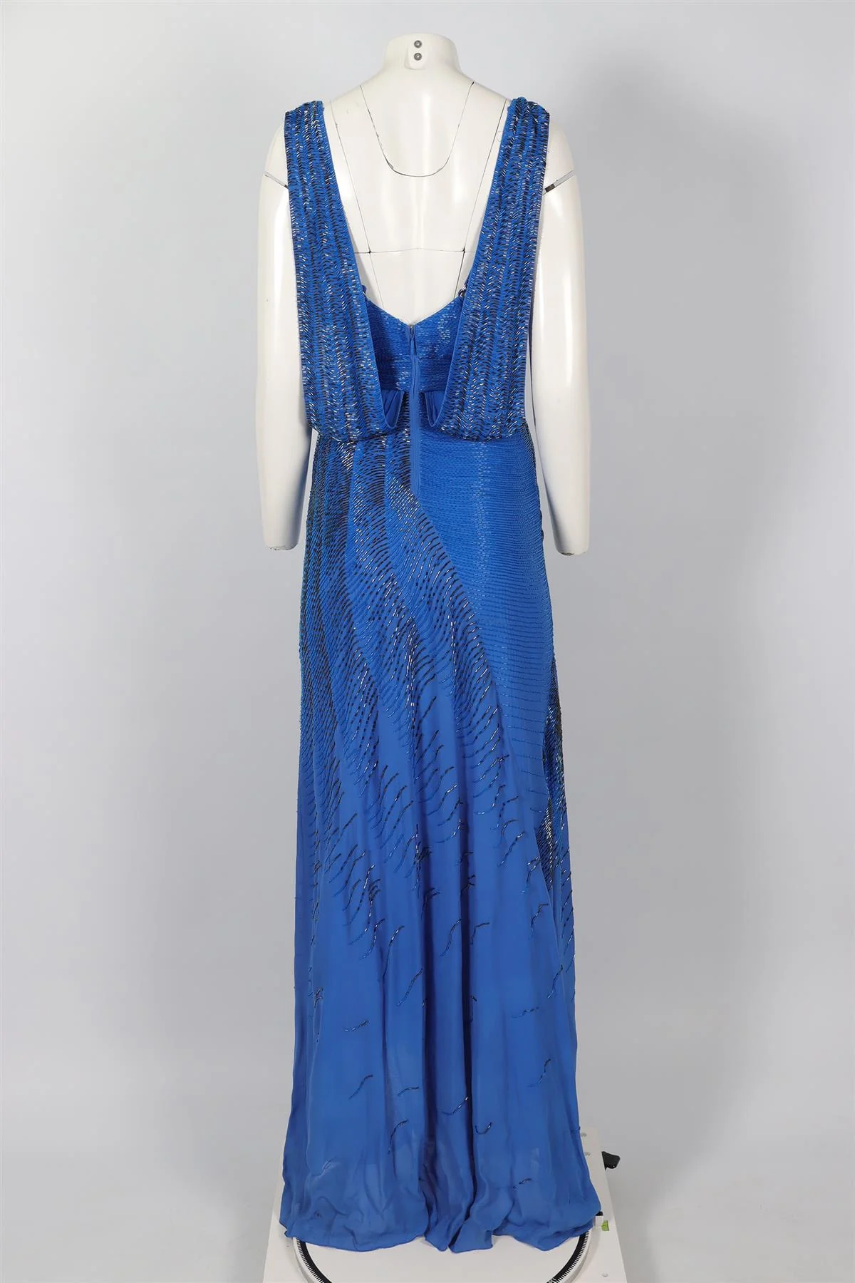 ROBERTO CAVILLI BLUE BEAD AND SILK GOWN IT 38 UK 6 - Image 4