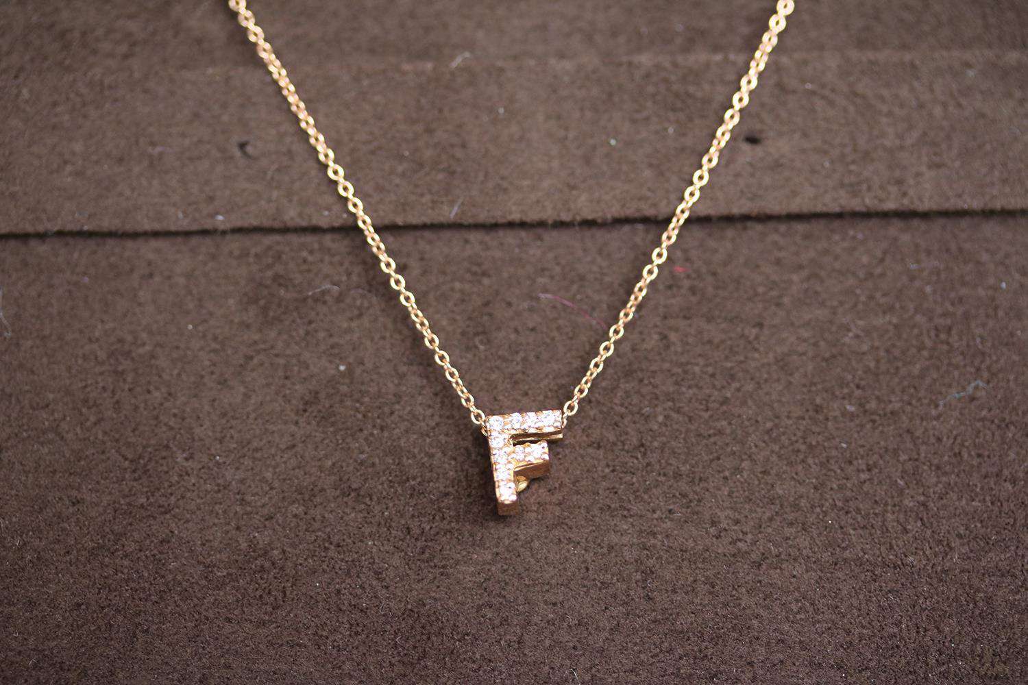 ROBERTO COIN 18K GOLD DIAMOND INITIAL LOVE LETTER PENDANT NECKLACE - Image 5