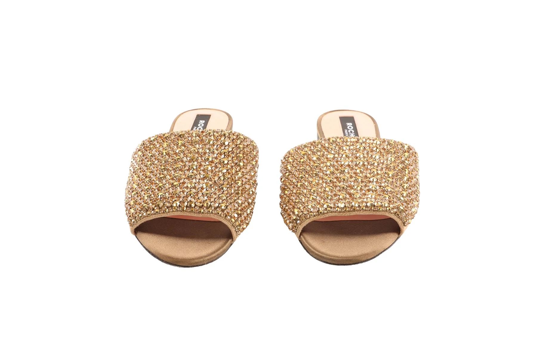 ROCHAS GOLD CRYSTAL AND SATIN SANDALS EU 37.5 UK 4.5 - Image 3