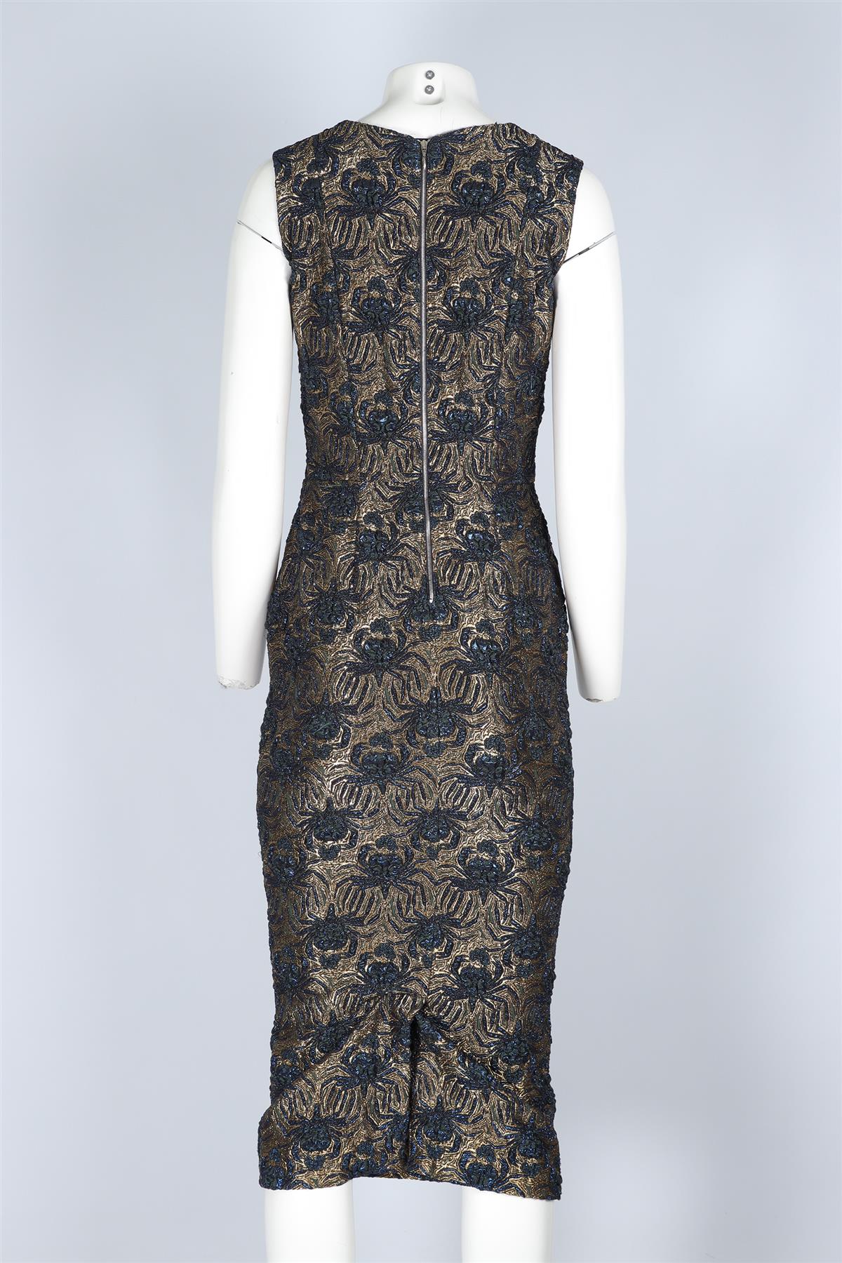 ROCHAS GOLD JACQUARD MIDI DRESS IT 40 UK 8 - Image 4