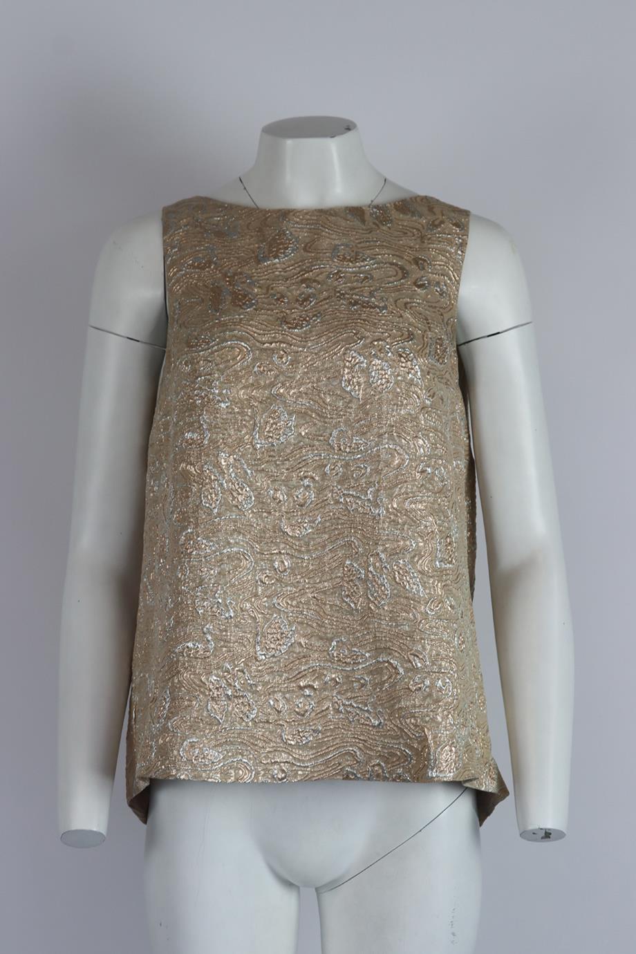 ROCHAS METALLIC BROCADE SILK BLEND TOP IT 42 UK 10 - Image 2