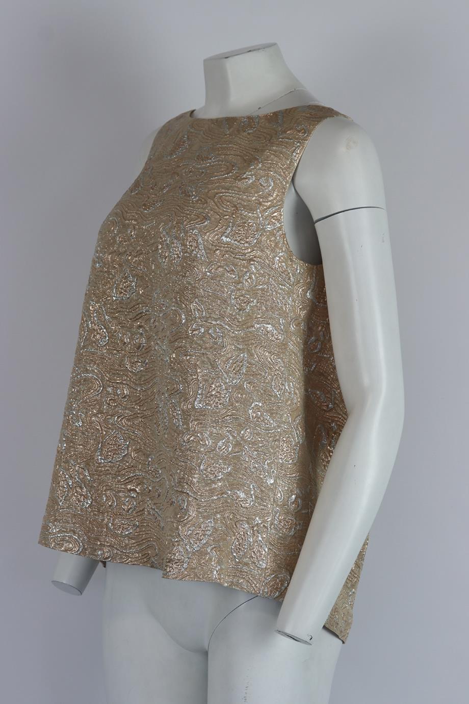 ROCHAS METALLIC BROCADE SILK BLEND TOP IT 42 UK 10 - Image 3