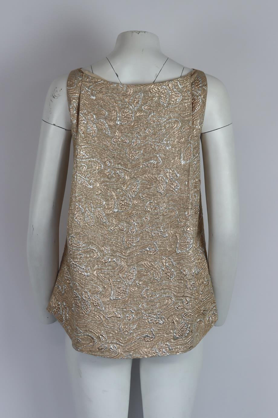 ROCHAS METALLIC BROCADE SILK BLEND TOP IT 42 UK 10 - Image 4