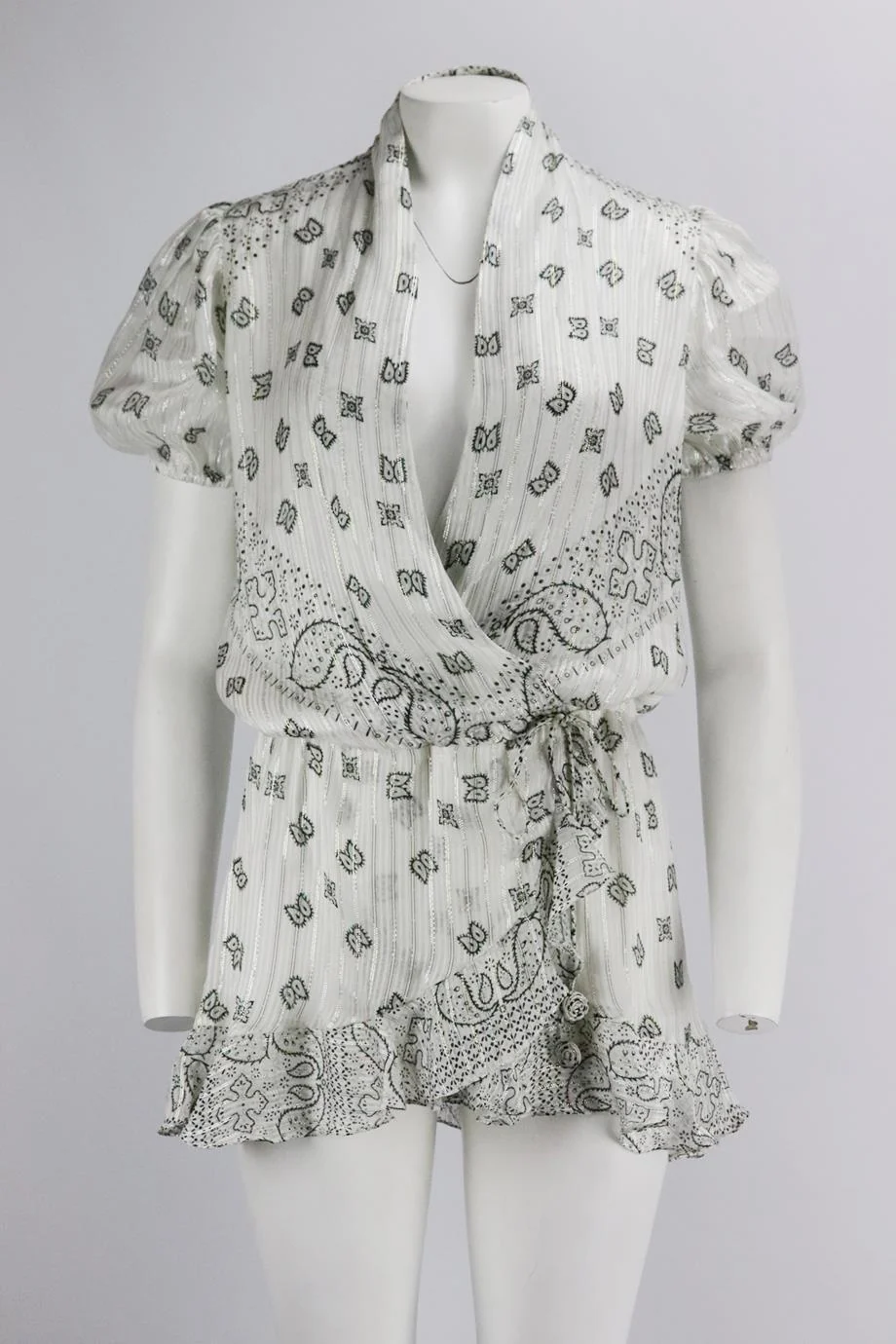ROCOCO SAND WRAP EFFECT PRINTED SATIN MINI DRESS SMALL - Image 2