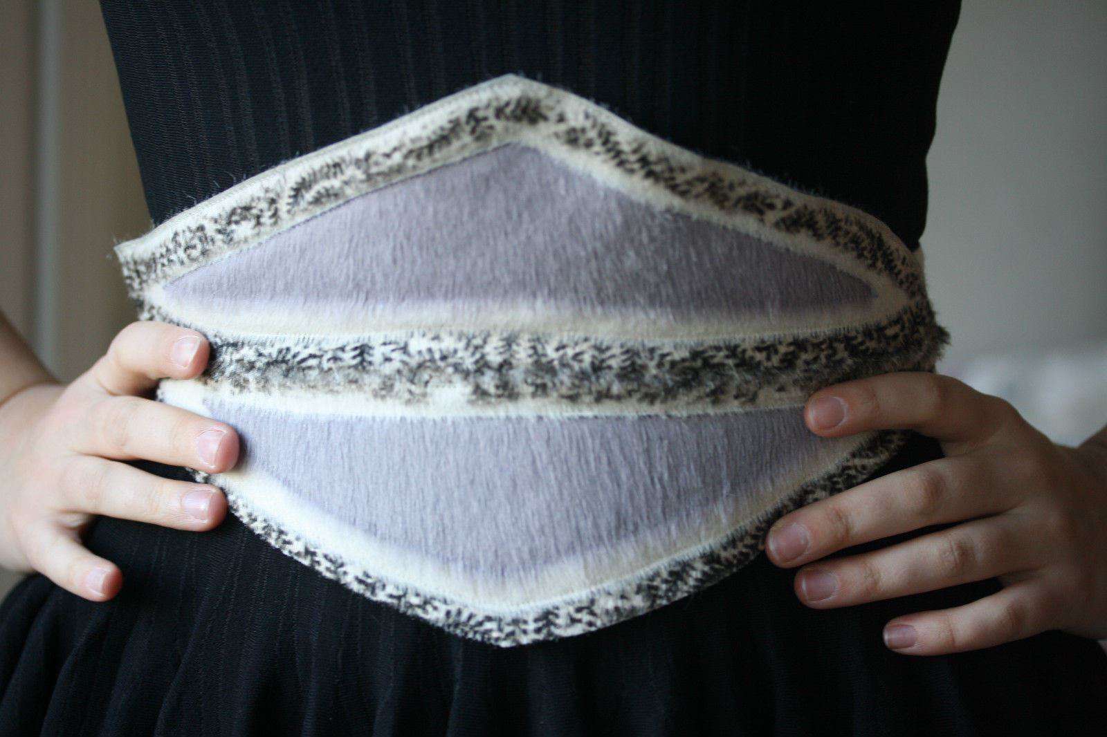 RODARTE LILAC LEATHER AND PONY HAIR BELT SMALL 75CM - Image 7
