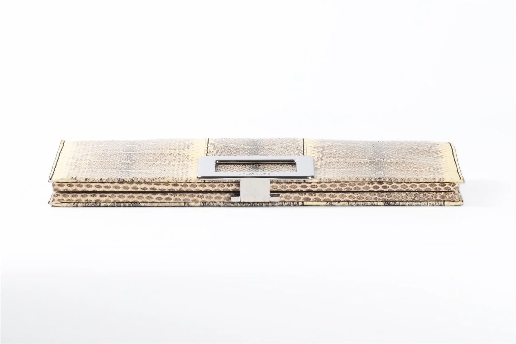 ROGER VIVIER BEIGE BELLE SNAKESKIN CLUTCH - Image 8