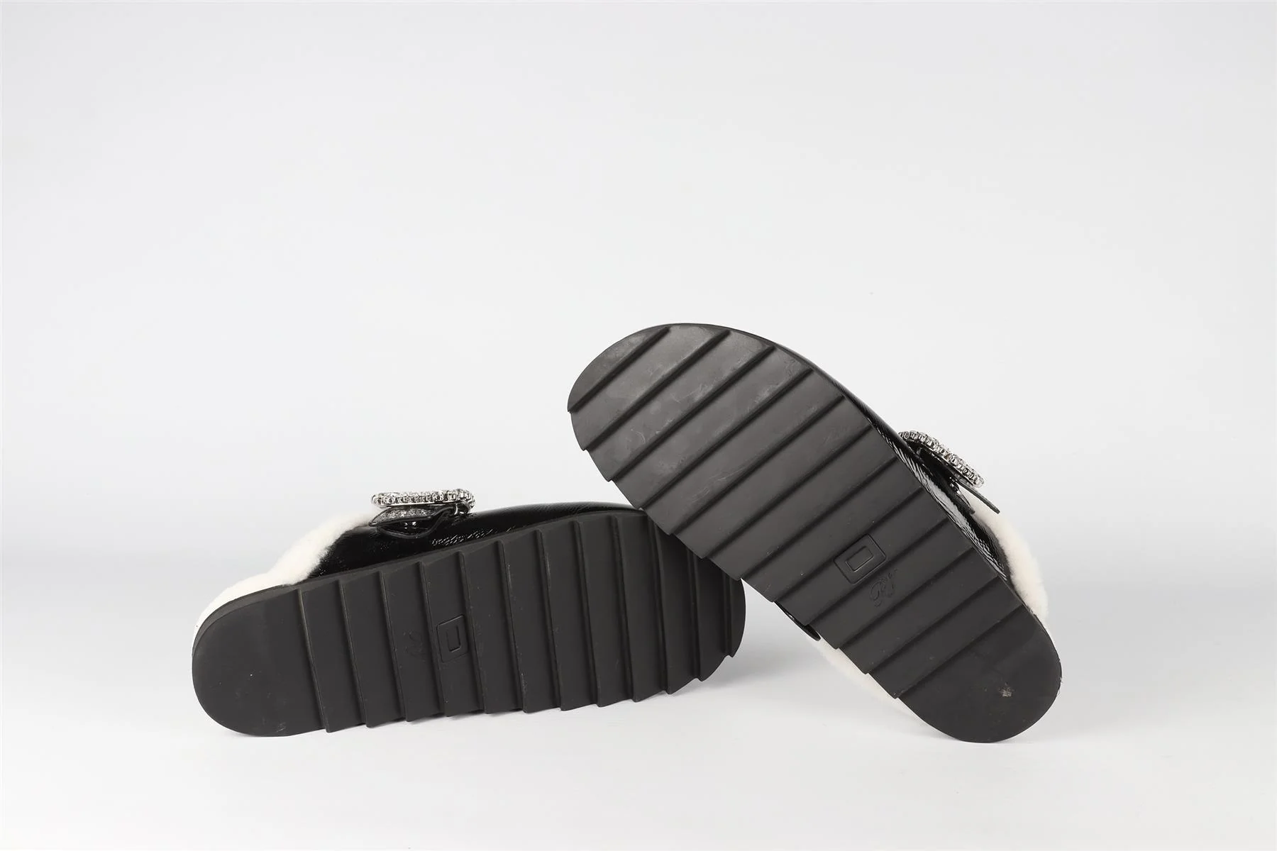 ROGER VIVIER BLACK CRYSTAL AND PATENT LEATHER SLIPPERS EU 40 UK 7 US 10 - Image 6