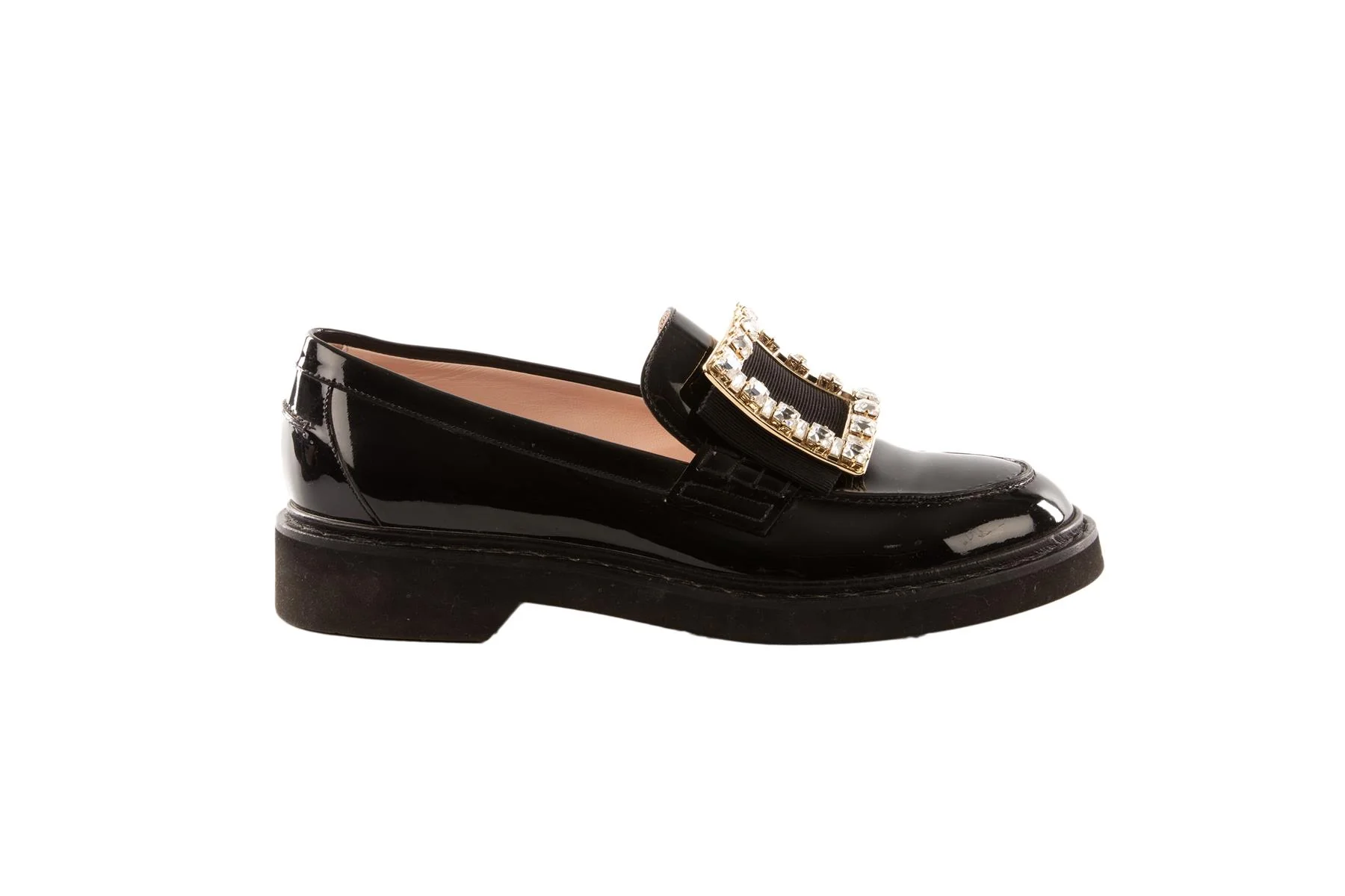 ROGER VIVIER BLACK PATENT LEATHER LOAFERS EU 39 - Image 2