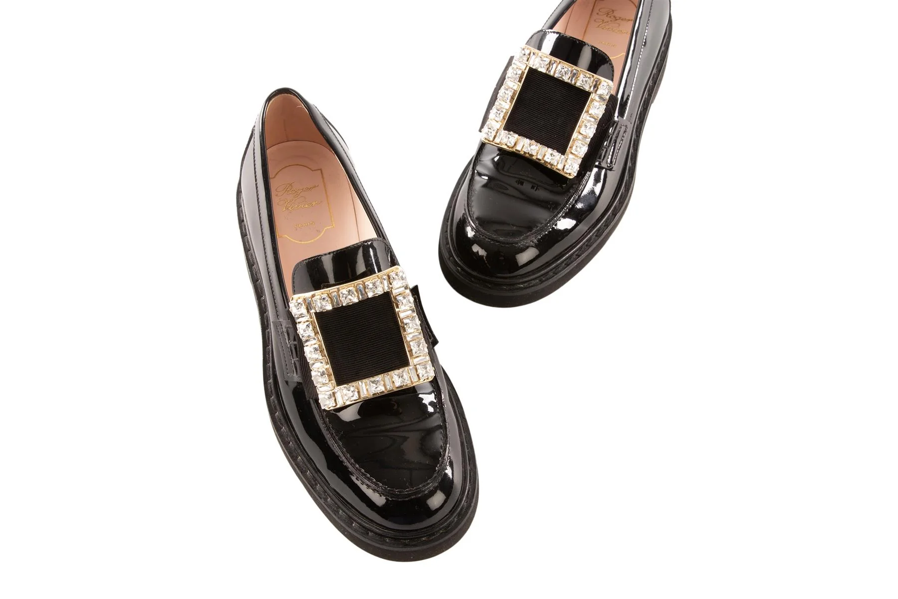 ROGER VIVIER BLACK PATENT LEATHER LOAFERS EU 39 - Image 4
