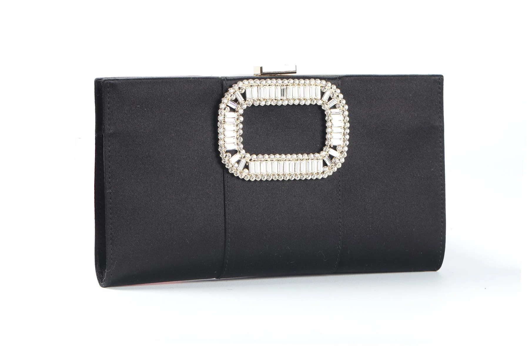 ROGER VIVIER BLACK PILGRIM MINI CRYSTAL AND SATIN CLUTCH - Image 3