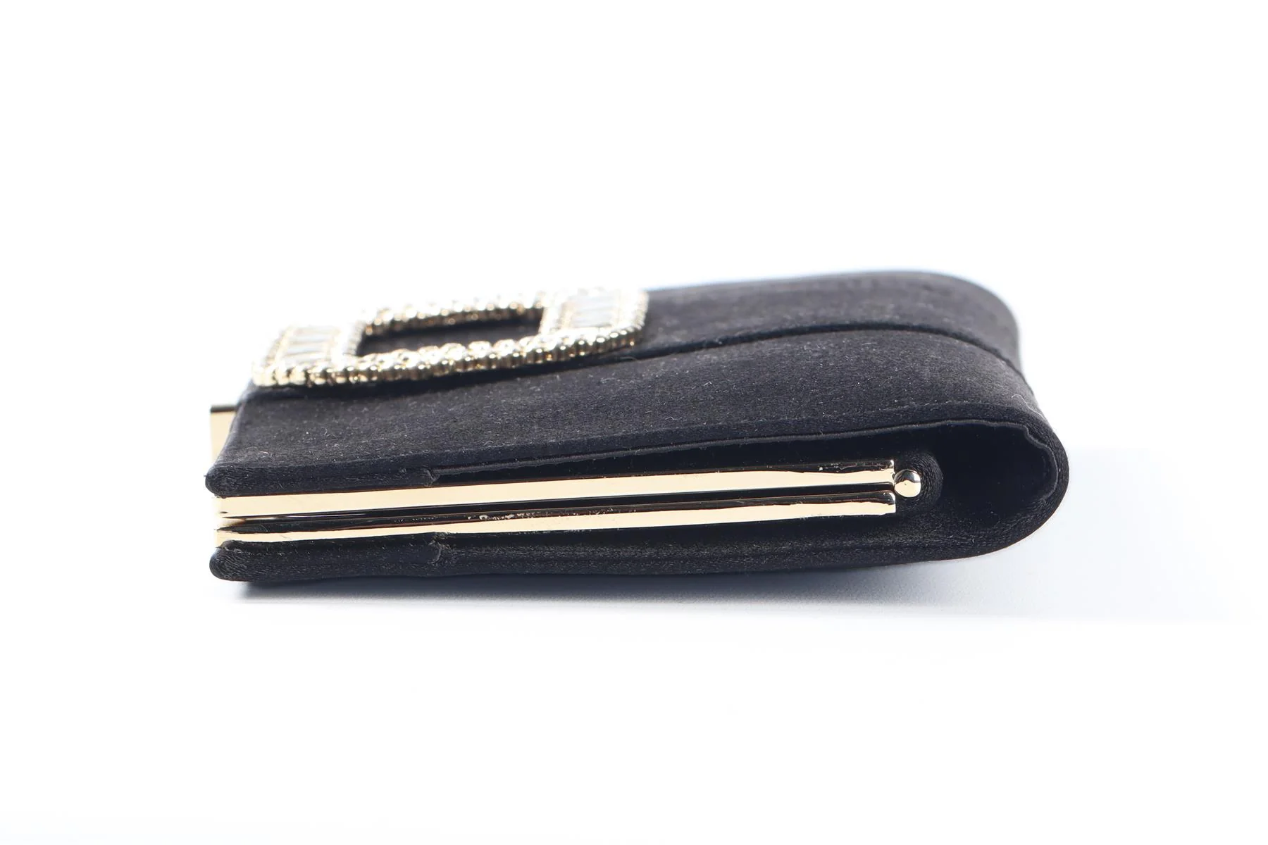 ROGER VIVIER BLACK PILGRIM MINI CRYSTAL AND SATIN CLUTCH - Image 4