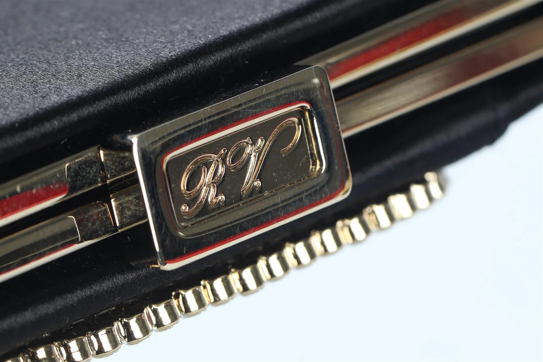 ROGER VIVIER BLACK PILGRIM MINI CRYSTAL AND SATIN CLUTCH - Image 8