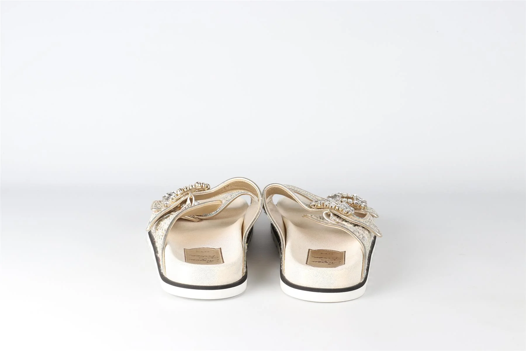 ROGER VIVIER GOLD CRYSTAL AND TWEED SANDALS EU 40 UK 7 US 10 - Image 5