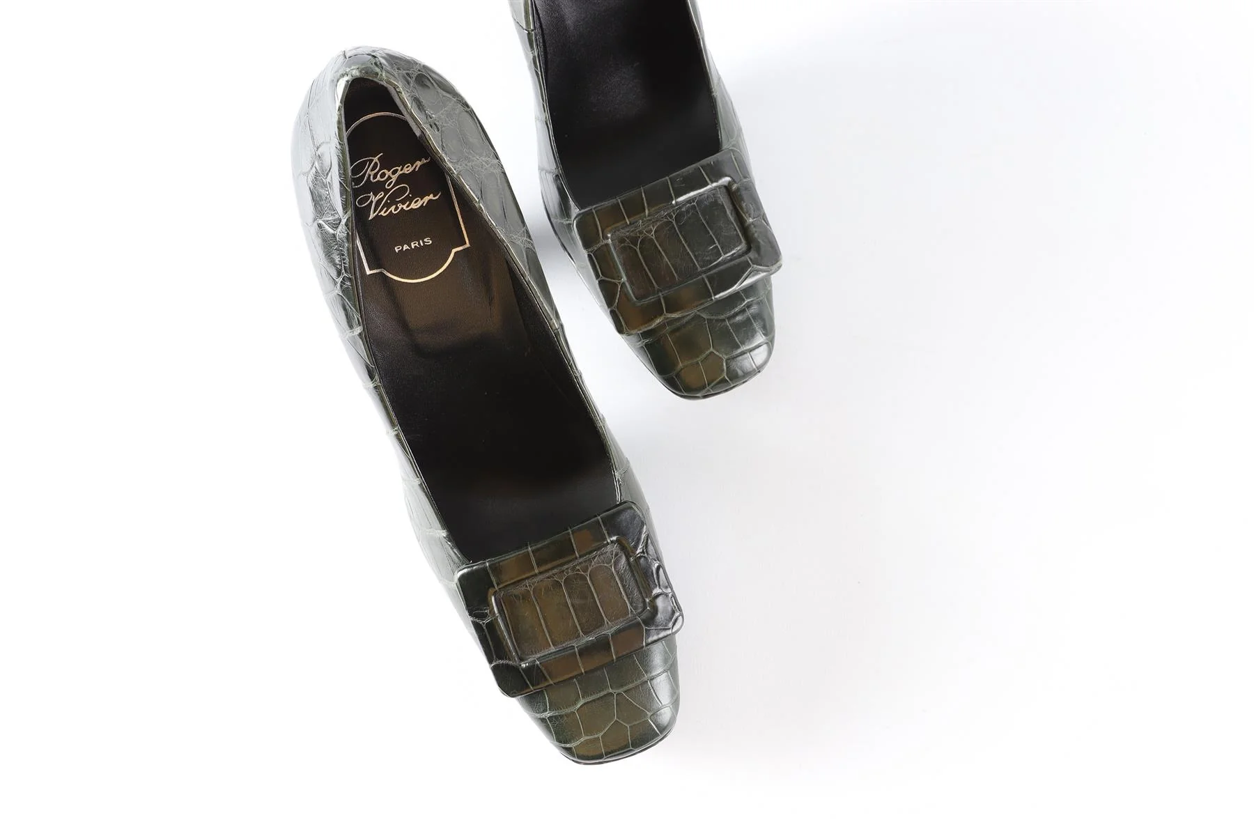 ROGER VIVIER GREEN LEATHER PLATFORM PUMPS EU 38.5 UK 5.5 US 8.5 - Image 4