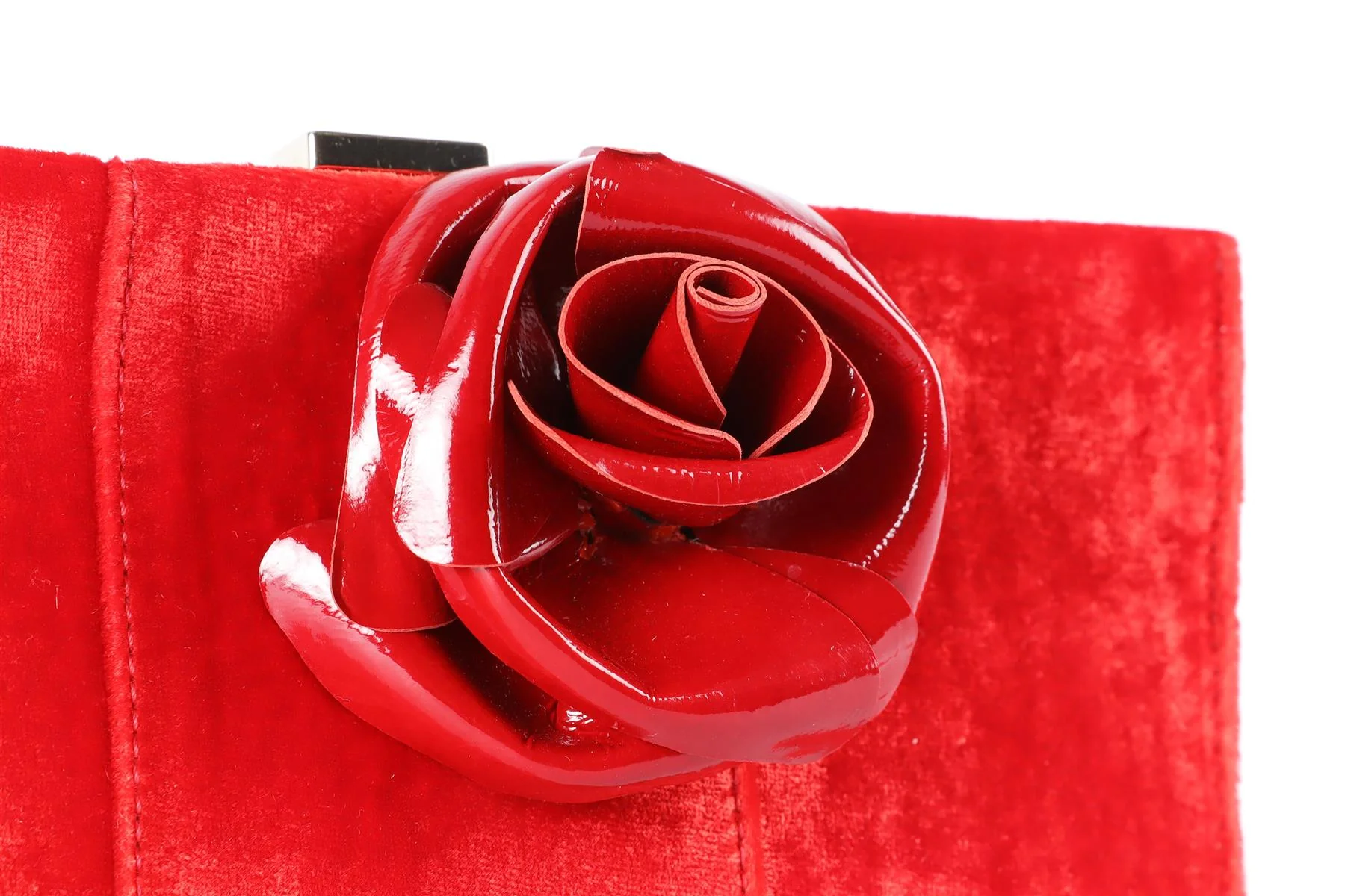 ROGER VIVIER RED MINI VELVET CLUTCH - Image 8