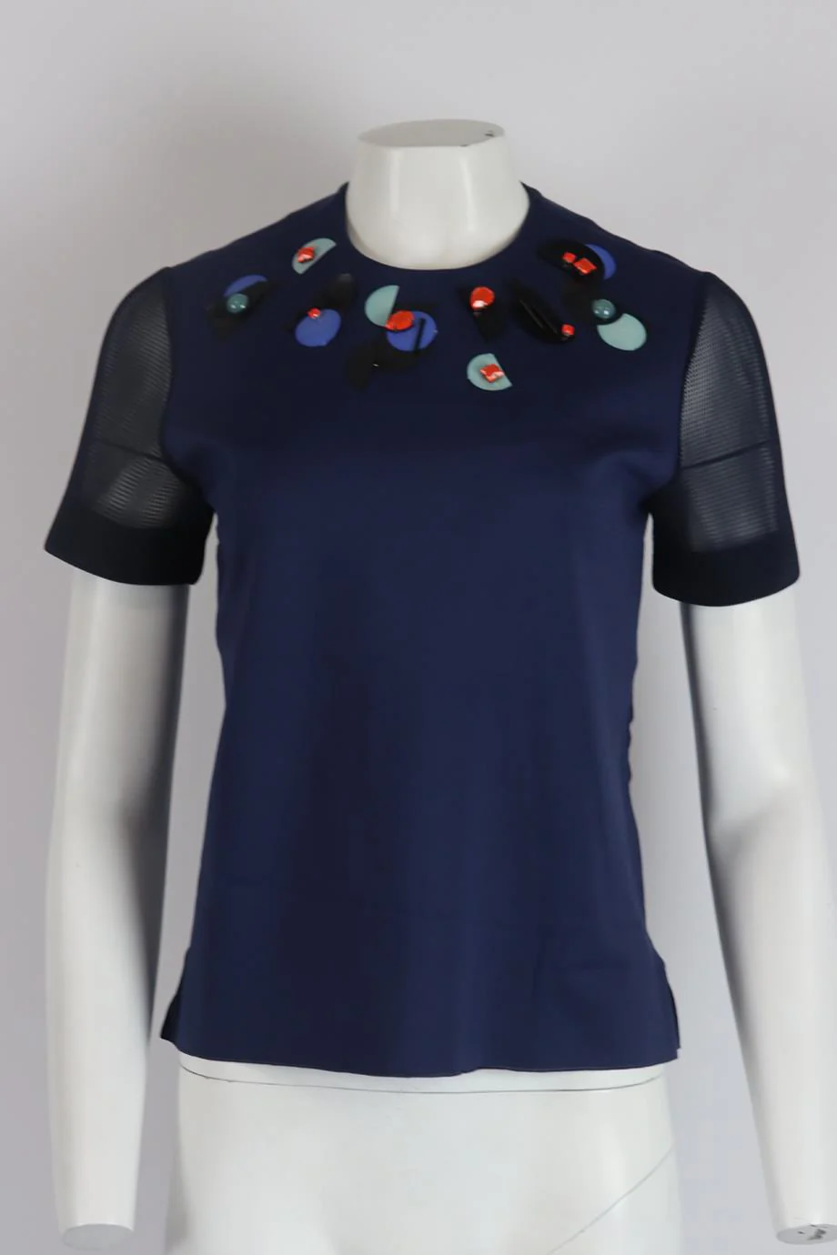 ROKSANDA EMBELLISHED CREPE AND MESH TOP UK 8 - Image 2