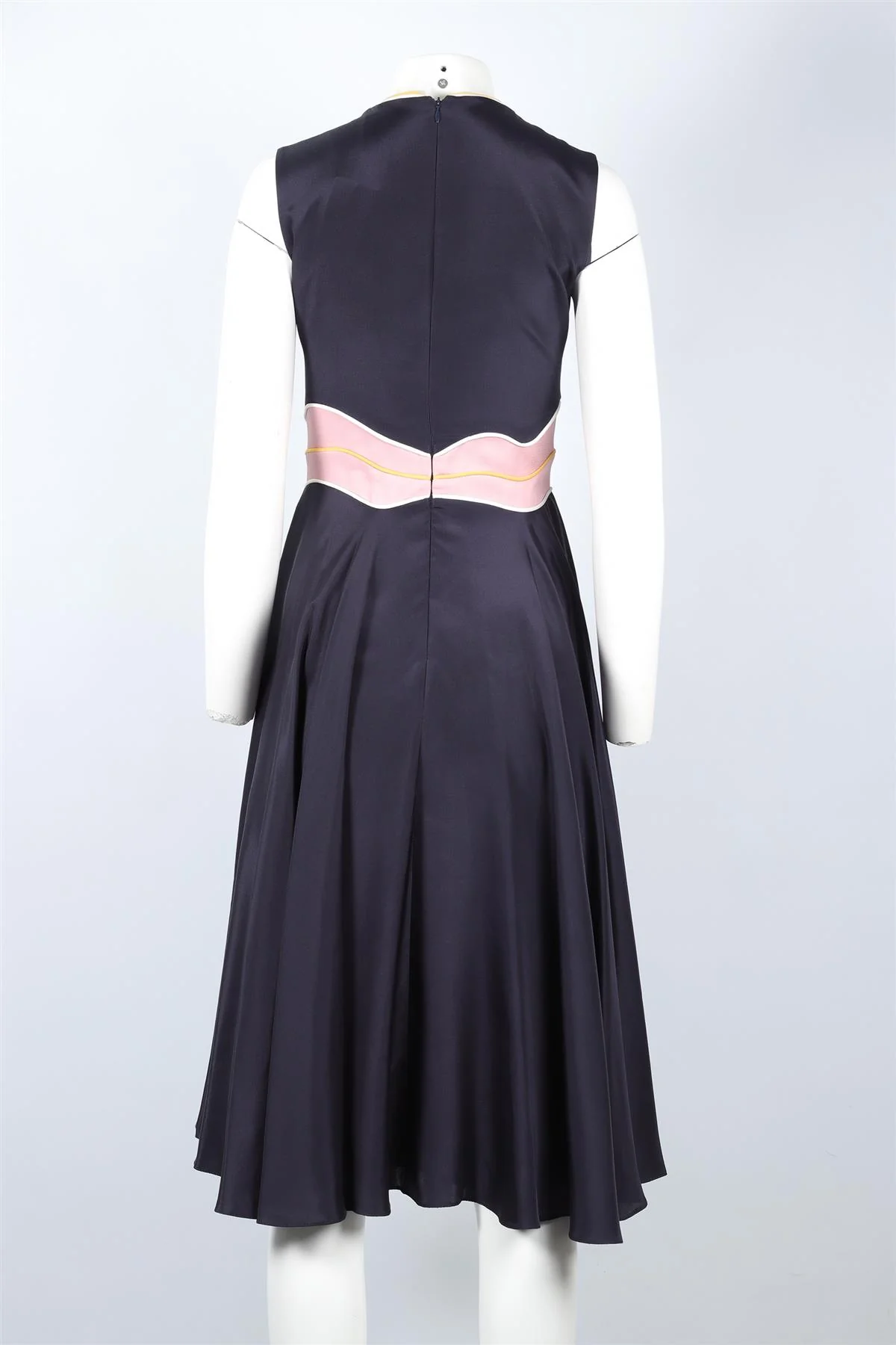 ROKSANDRA NAVY SILK MIDI DRESS UK 8 - Image 4