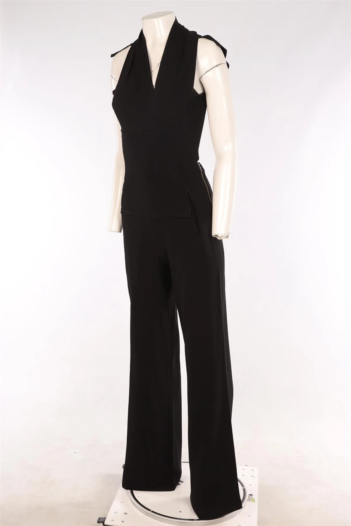 ROLAND MOURET BLACK CREPE JUMPSUIT UK 10 - Image 3