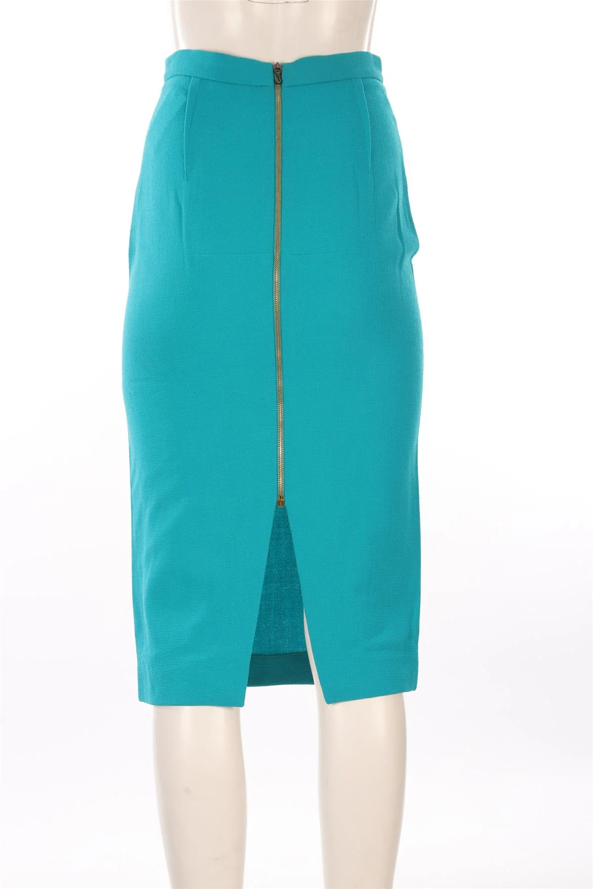 ROLAND MOURET BLUE WOOL MIDI SKIRT UK 10 - Image 4