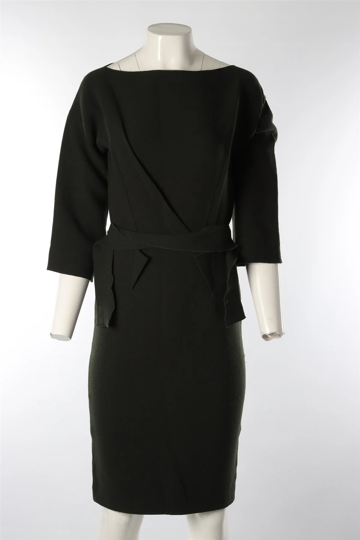 ROLAND MOURET GREEN WOOL MIDI DRESS UK 10 - Image 2