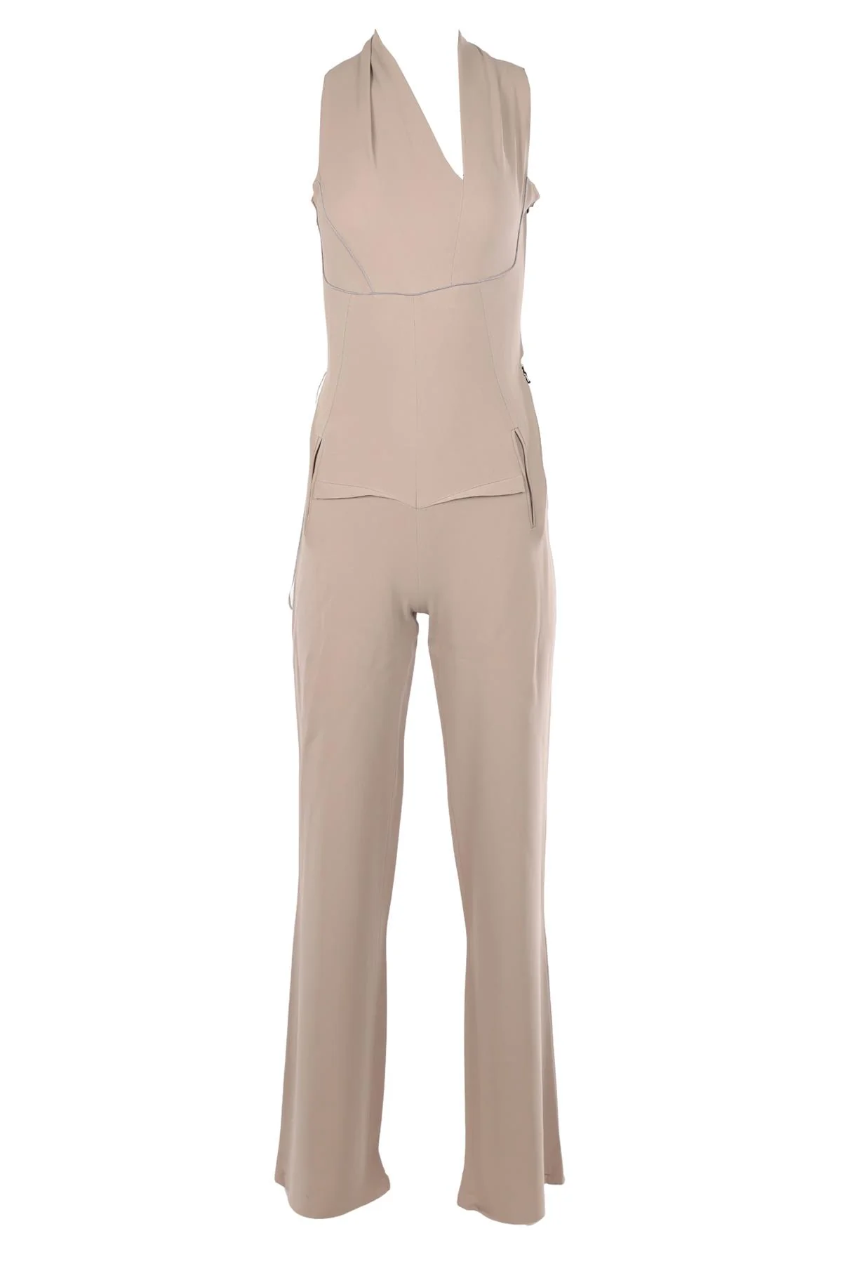 ROLAND MOURET GREY CREPE JUMPSUIT UK 10