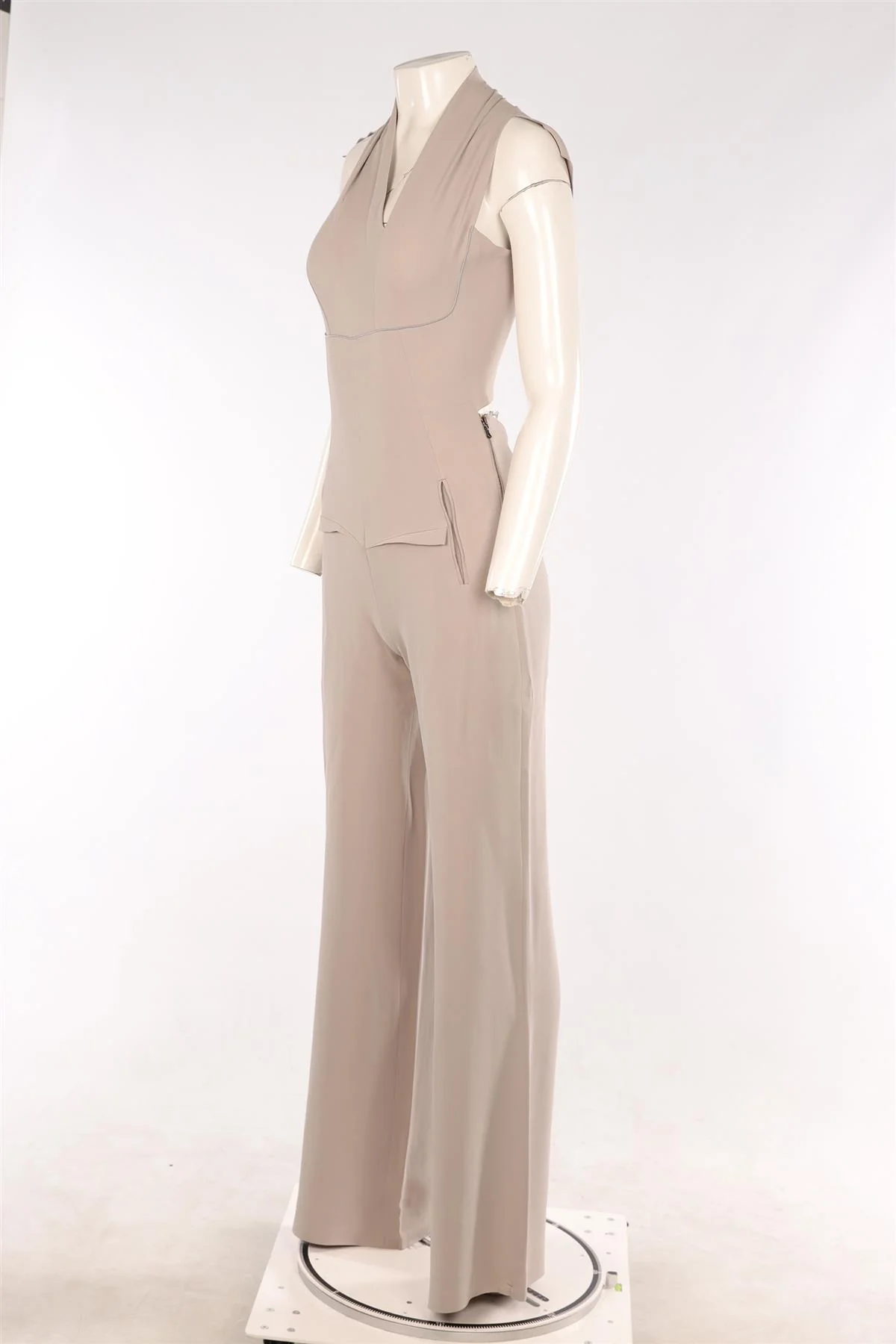 ROLAND MOURET GREY CREPE JUMPSUIT UK 10 - Image 3