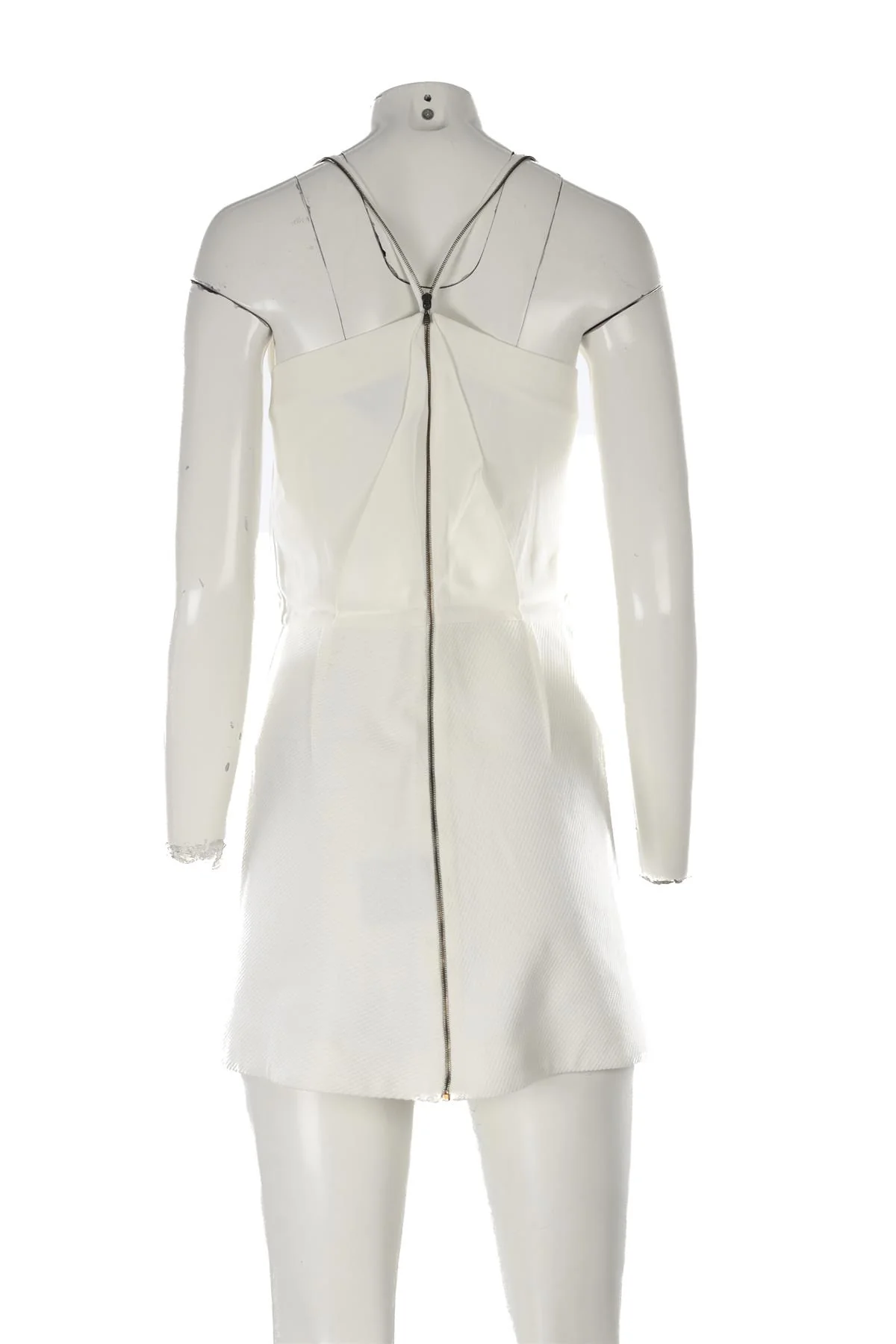 ROLAND MOURET IVORY CREPE MINI DRESS UK 6 - Image 4