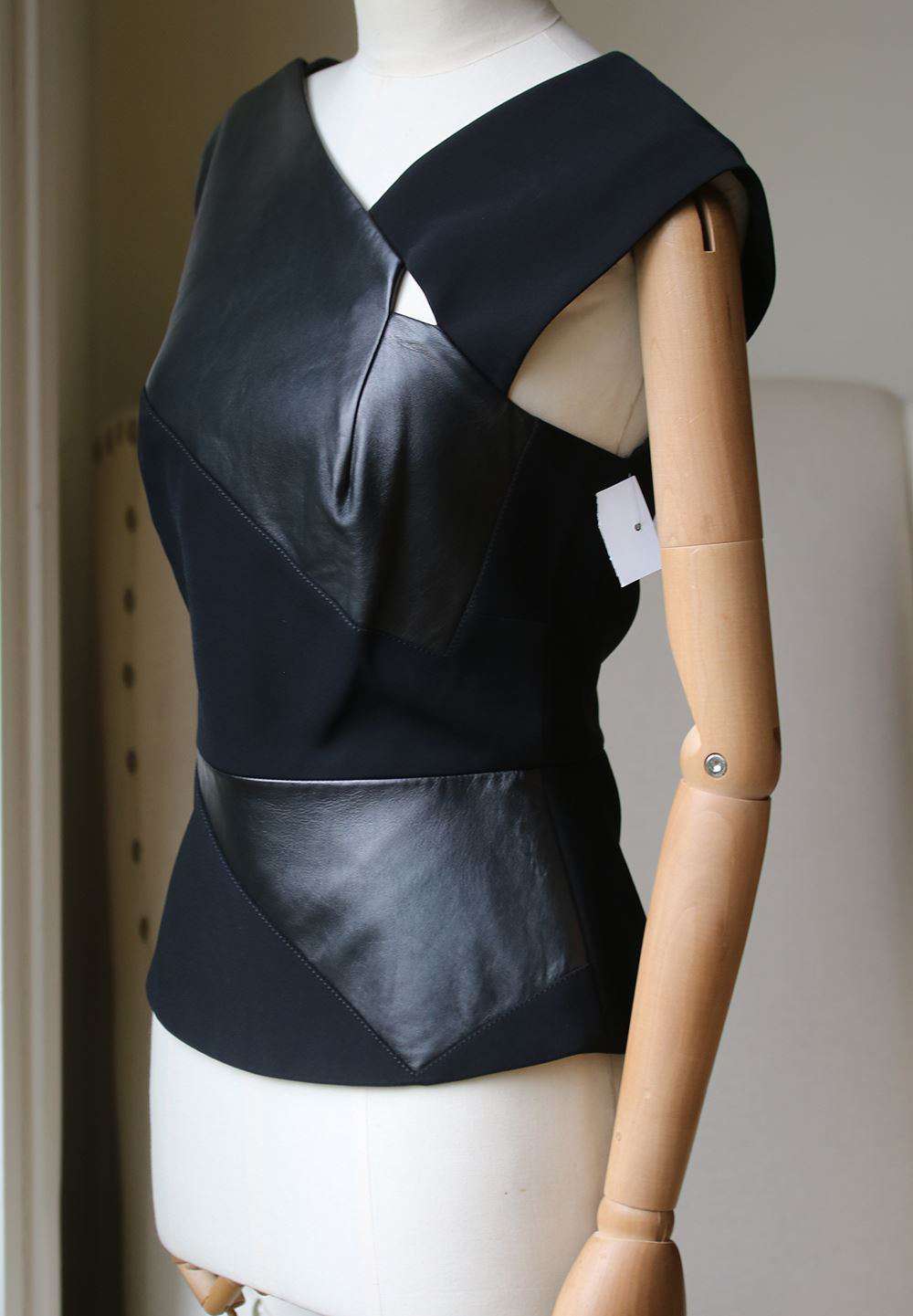 ROLAND MOURET LEATHER AND JERSEY TOP UK 8 - Image 2